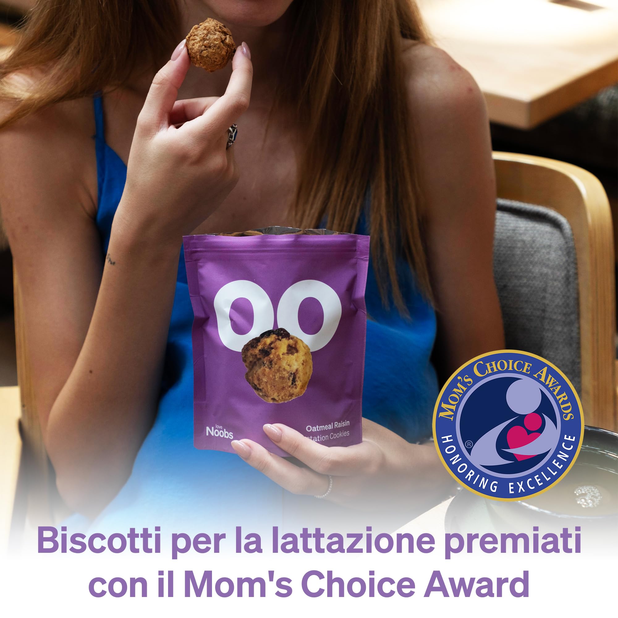Biscotti per L'allattamento al Seno Love Noobs, Biscotti per L'allattamento, Snack salutare, 6 x 100 gr, Farina D'avena e Uvetta