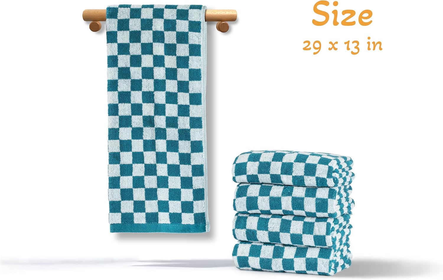 Hand Towels 5 Pack - Cotton Face Towels Soft, Absorbent, and Decorative Checkered Design for Bathroom, Kitchen, Gym, and Spa - 13 x 29 Inches for Any Occasion (Blue) - Image 5