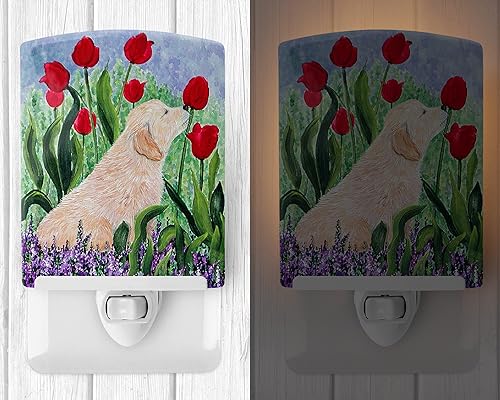 Miniatura 2 de Caroline's Treasures SS8610CNL Golden Retriever - Luz nocturna de cerámica compacta, con certificación UL, ideal para dormitorio, baño, guardería,