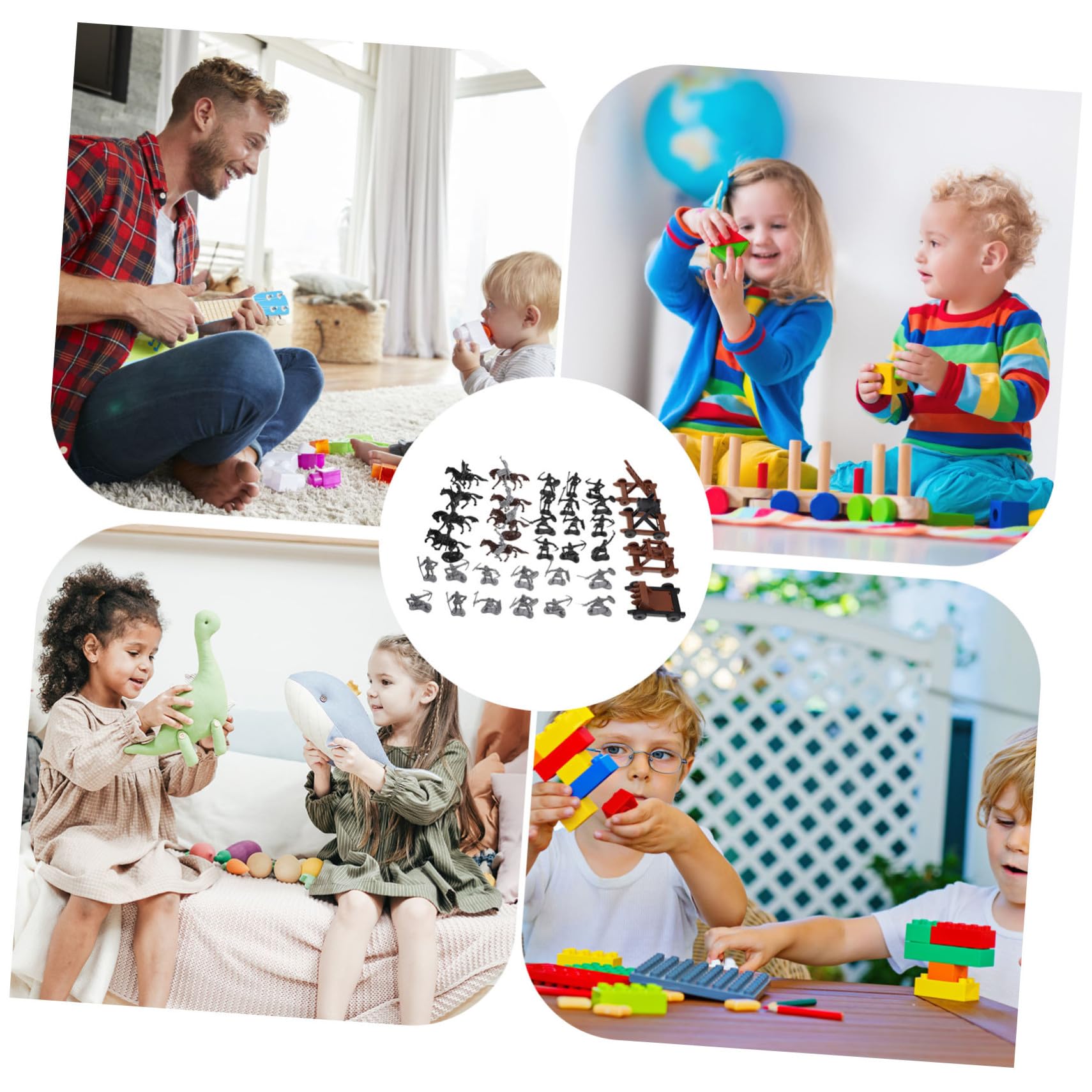 WOONEKY Set da Gioco Soldati Plastica Cavalieri e Cavalli, Decorazione Tavolo di Sabbia per Ragazzo Ragazza, Accessori Militari Modellismo Storici, 44 Pezzi per Gioco Educativo