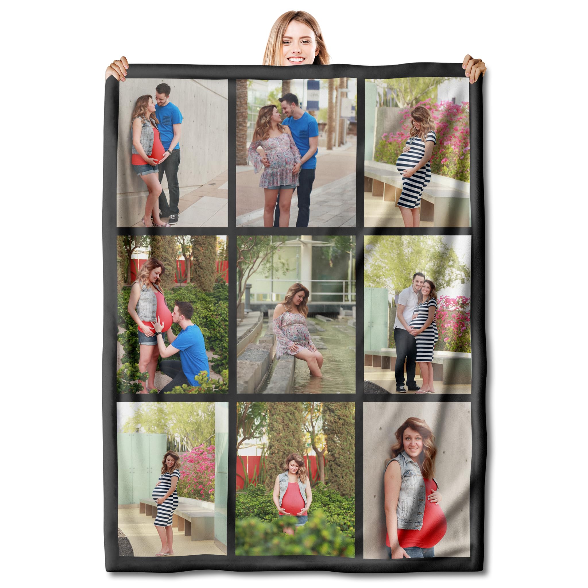 Custom Photo Blanket - Personalized Blanket with Pictures and Text - Fleece Throw Blanket Customized for Adults, Kids - Photo Gift for Birthday,