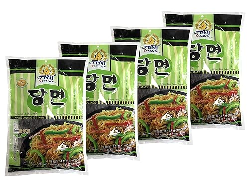 SUNGIVEN Fideos de vidrio de batata, pasta de vermicelli coreana, sin grasa y sin gluten, 100% almidón de batata, sin aditivo, sin alumbre en el