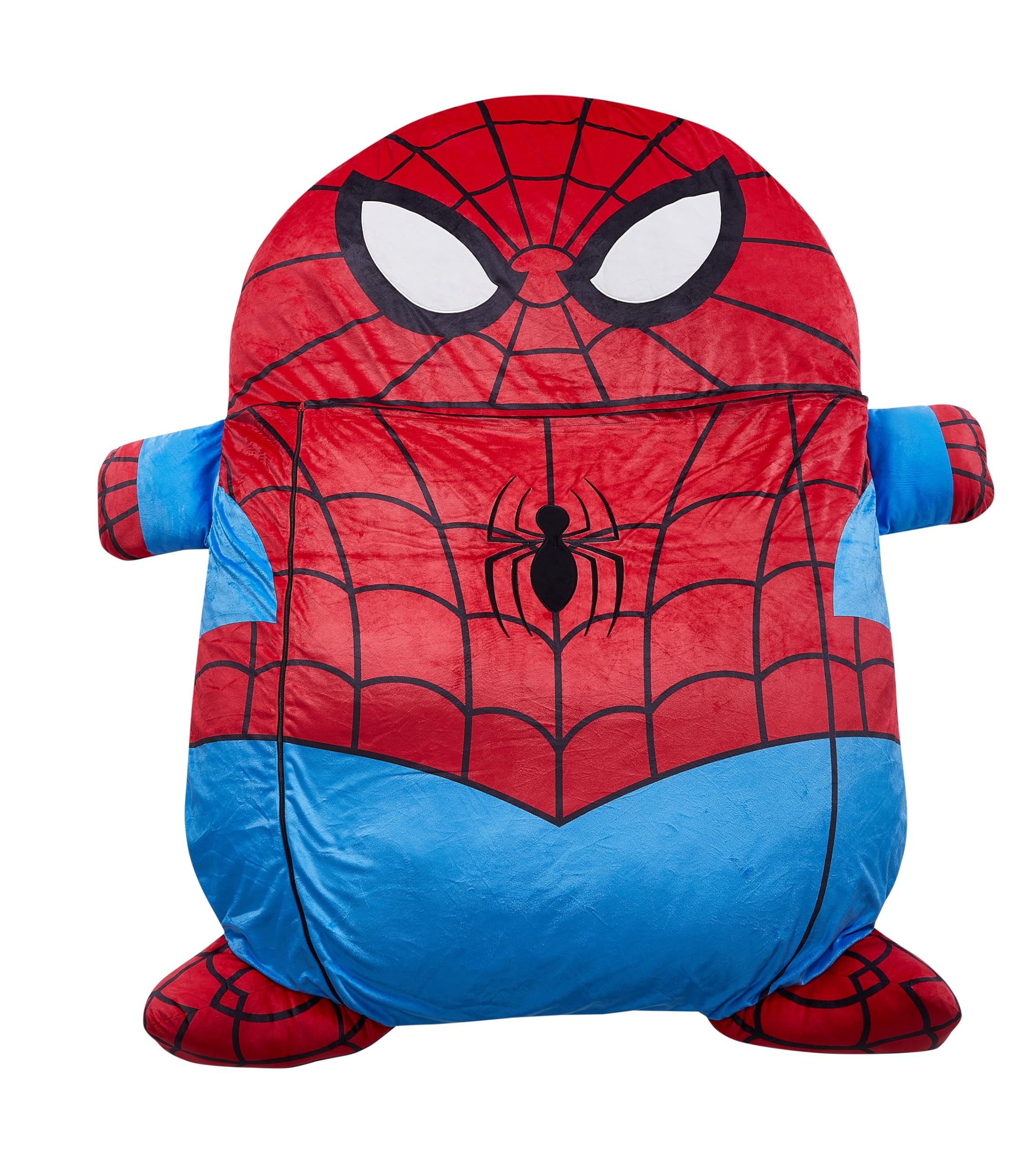 Marvel Spider-Man Oversized Kids Floor Lounger,Soft Plush Chair with Pillow &amp; Cushion, Comfortable Portable Nap and Play Mat for Bedroom or Playroom