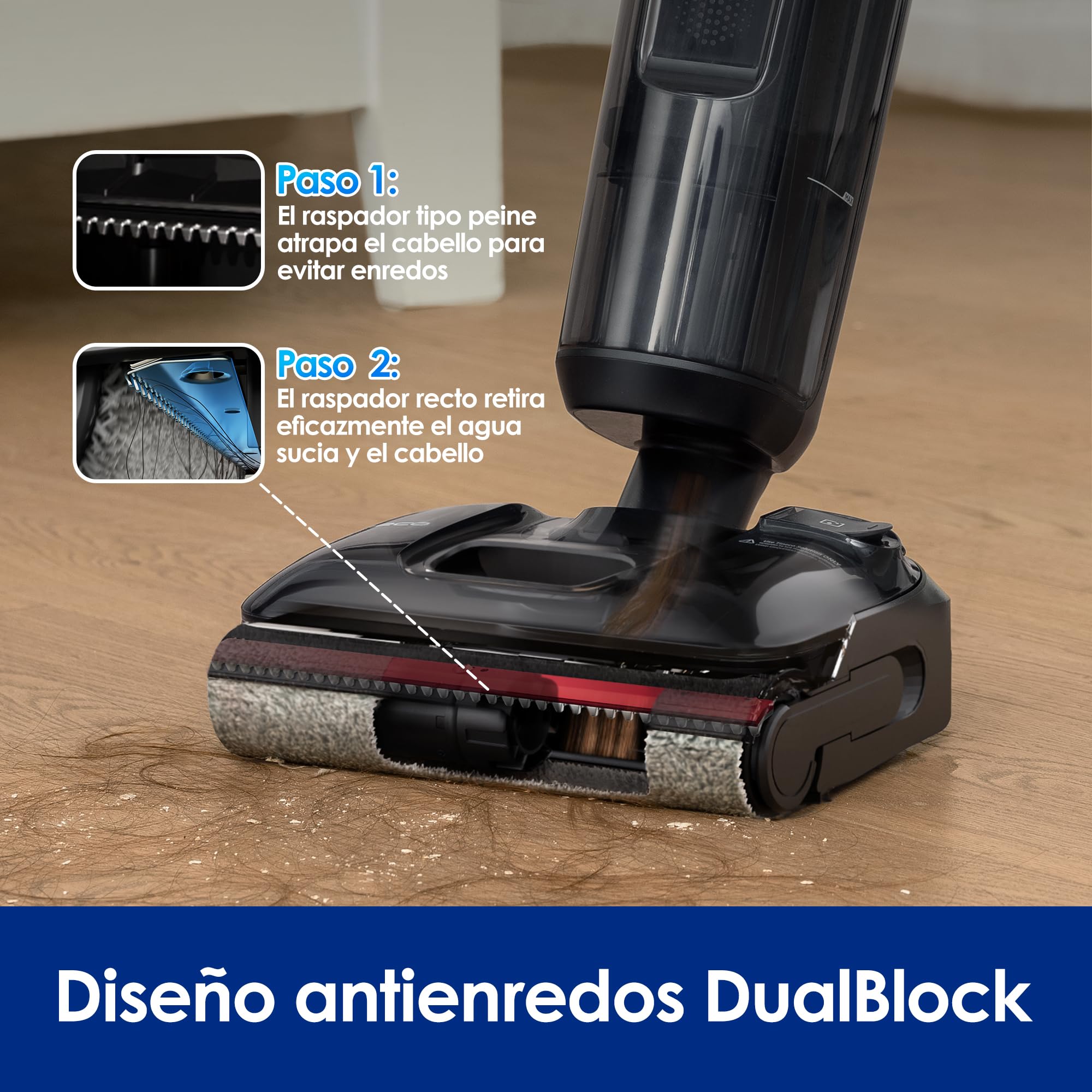 Tineco Floor One S7 Stretch Ultra, Aspiradora inalámbrica en seco y húmedo, 21.000 Pa, Diseño antienredos con posición Horizontal de 180 °, 50 Minutos de autonomía, Autolimpieza FlashDry a 85 °C