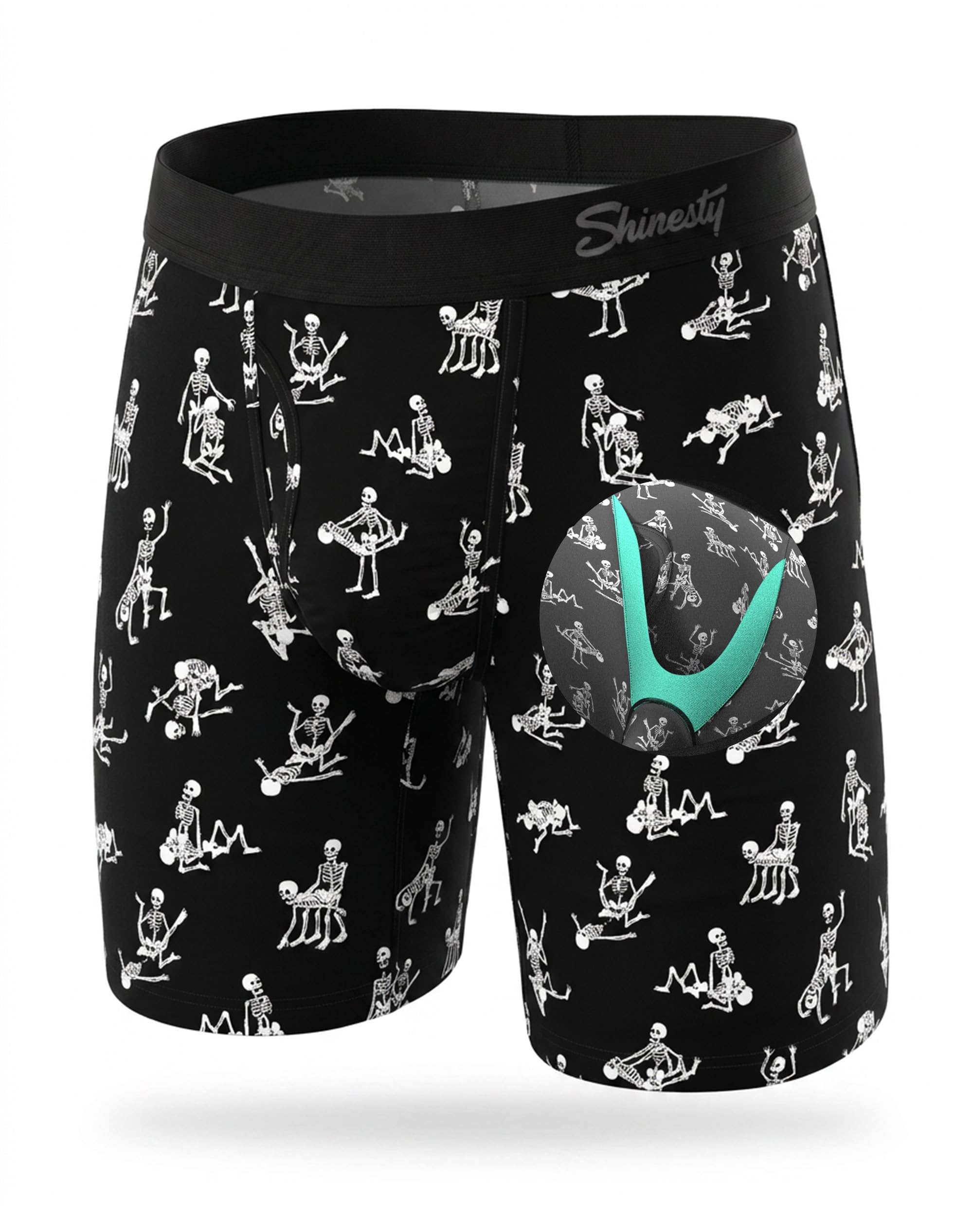 Shinesty Hammock Support Mens Boxer Briefs, Skeletons, XL