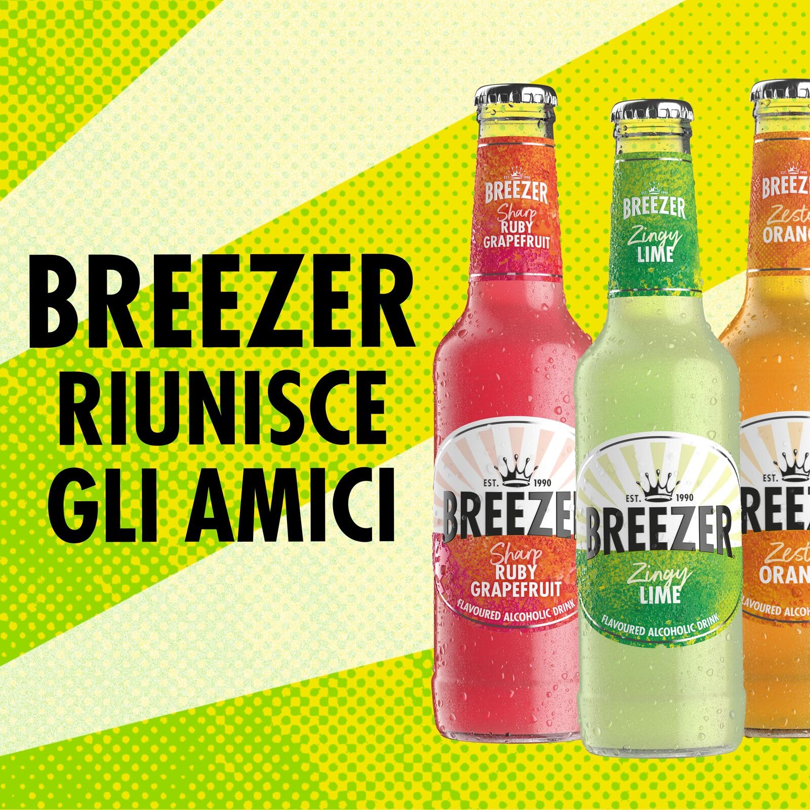 Drink alcolico BREEZER al gusto Lime, vol. 4%, 24 x 27,5 cl / 275 ml, Drink alcolico premiscelato e pronto da bere in bottiglia