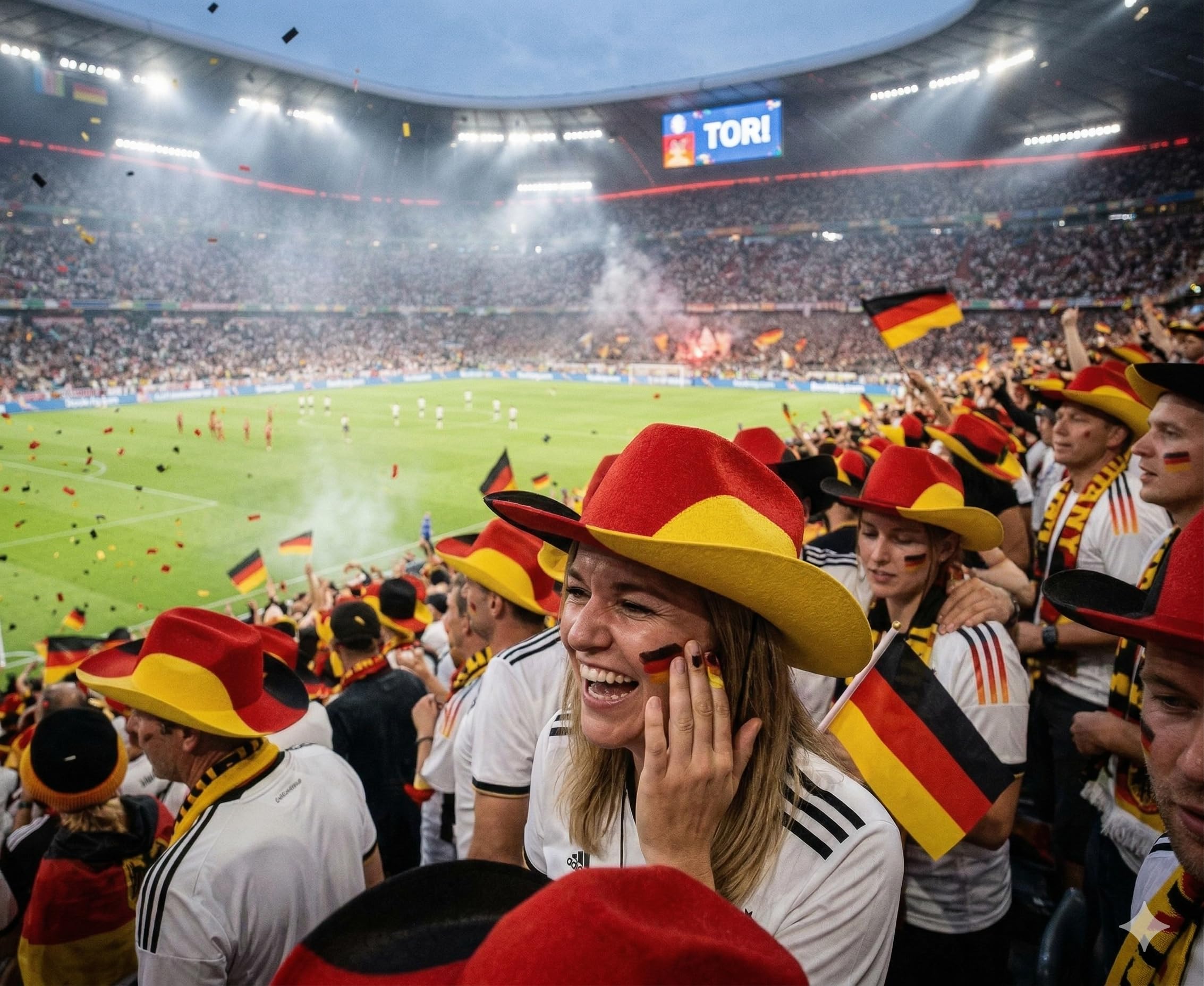 10er Set Cowboyhut Deutschland Schwarz-Rot-Gold | Fanartikel Filzhut für EM, WM & Public Viewing | Fußball Partyhut Kostüm für Erwachsene