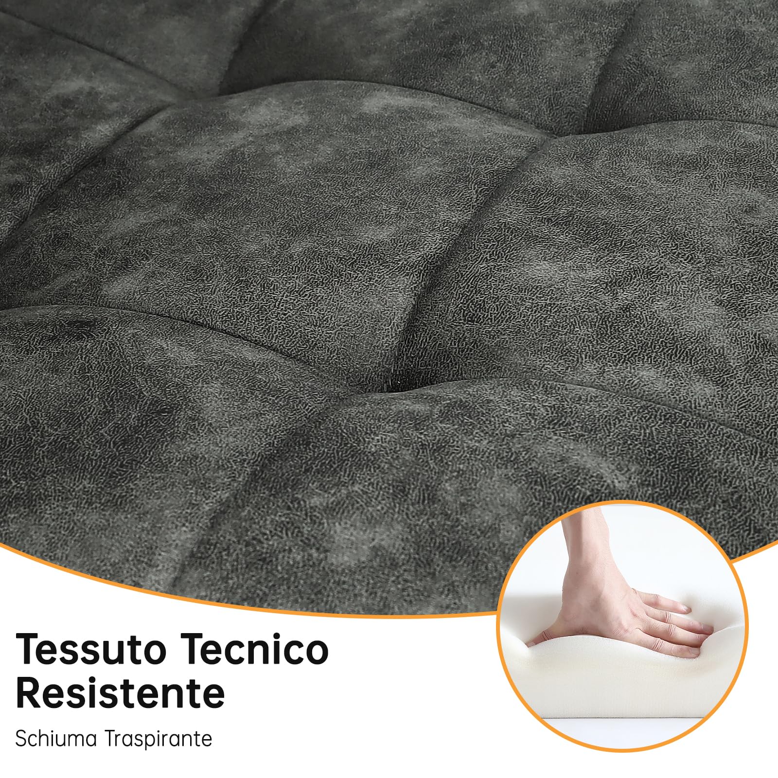 ANVOFONG Sedie Sala da Pranzo set da 2,Panno Tecnico Sedie Cucina,Salotto Con base in Metallo,Adatto a Sale da Pranzo, Soggiorni,Cucine,Camere da Letto e Sale di Ricevimento-Grigio scuro