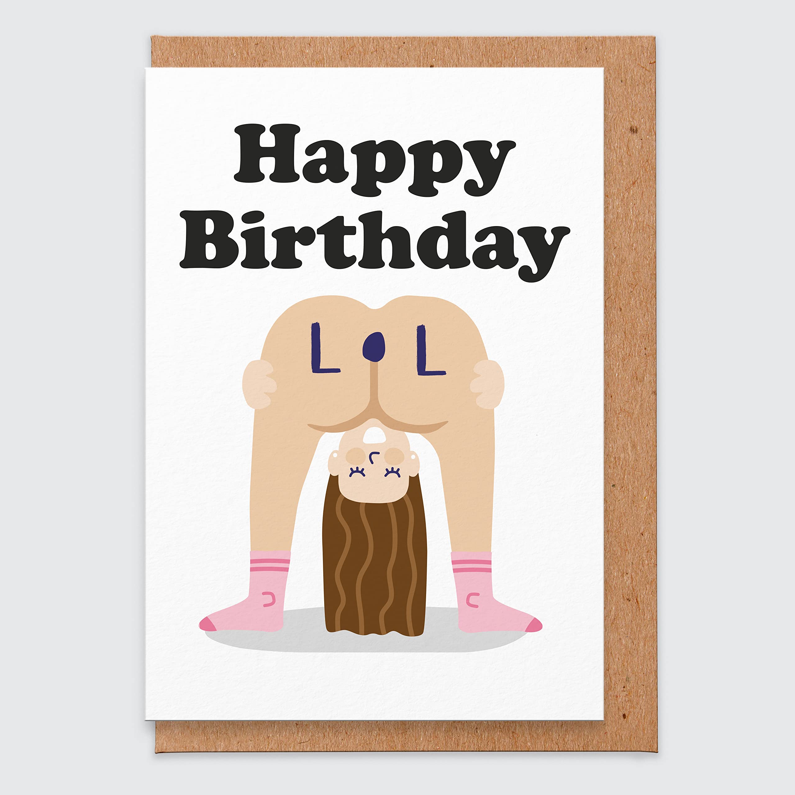 STUDIO BOKETTO Birthday Card Rude Birthday Card Funny Naked Joke Birthday Card Adult Birthday Card for Him for Her Naughty Birthday Card Husband Wife Boyfriend Girlfriend Happy Birthday LOL,white
