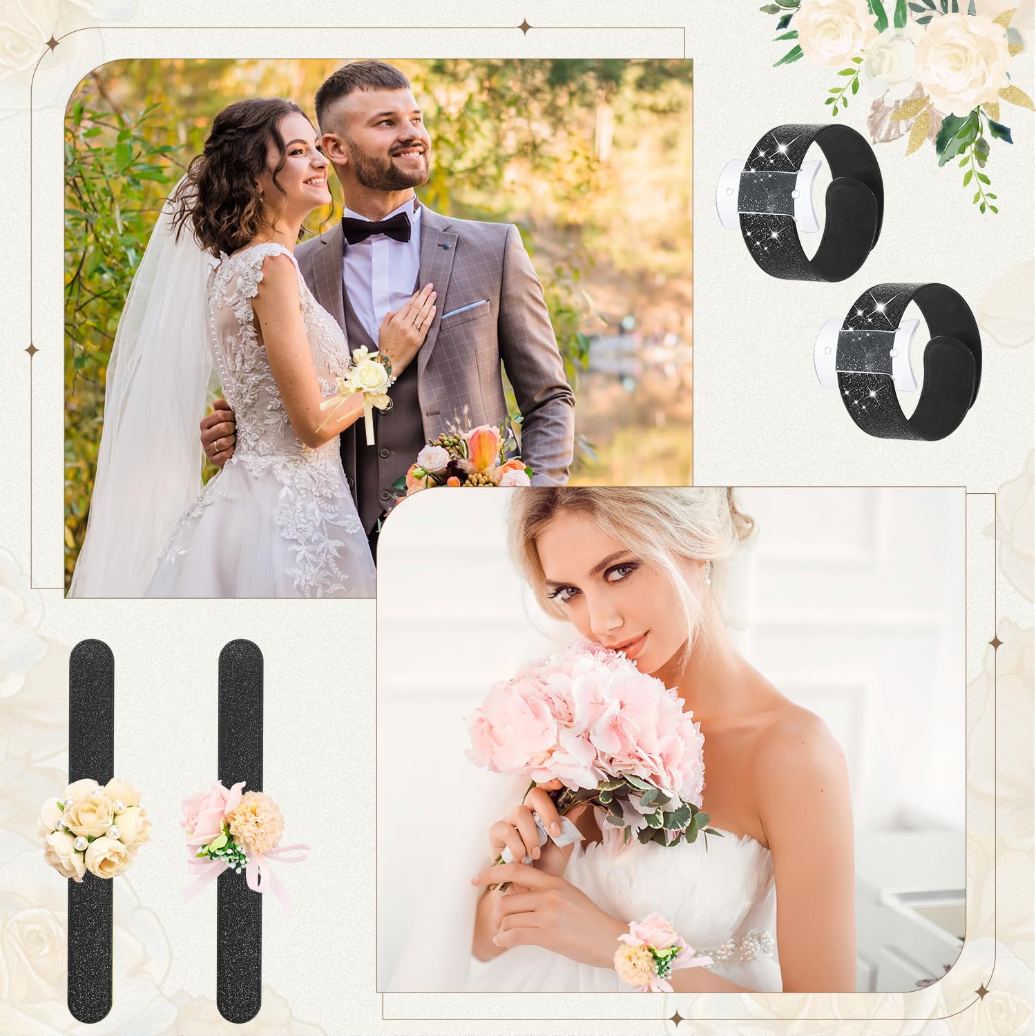 24 braccialetti da polso per corpetto floreale, braccialetti da polso per matrimoni, corpetto fai da te, accessori per matrimoni, balli, cerimonie, anniversari, addio al nubilato, feste in