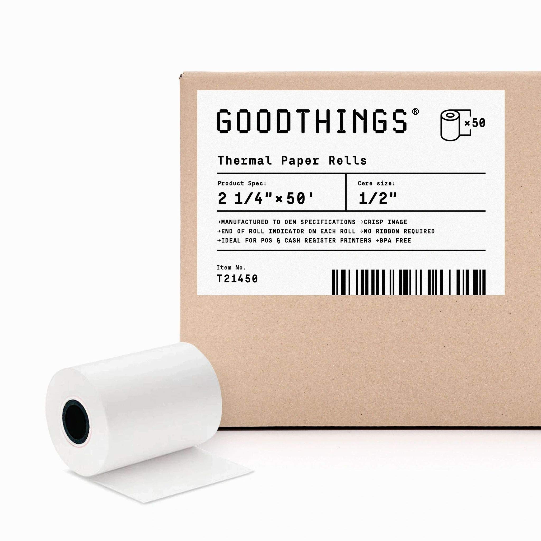 2 1/4" X 50' (50 Rolls) BPA Free Thermal Receipt Paper Roll for Verifone VX520 VX670 VX680 VX690, Clover Flex, Ingenico iCT220 iCT250