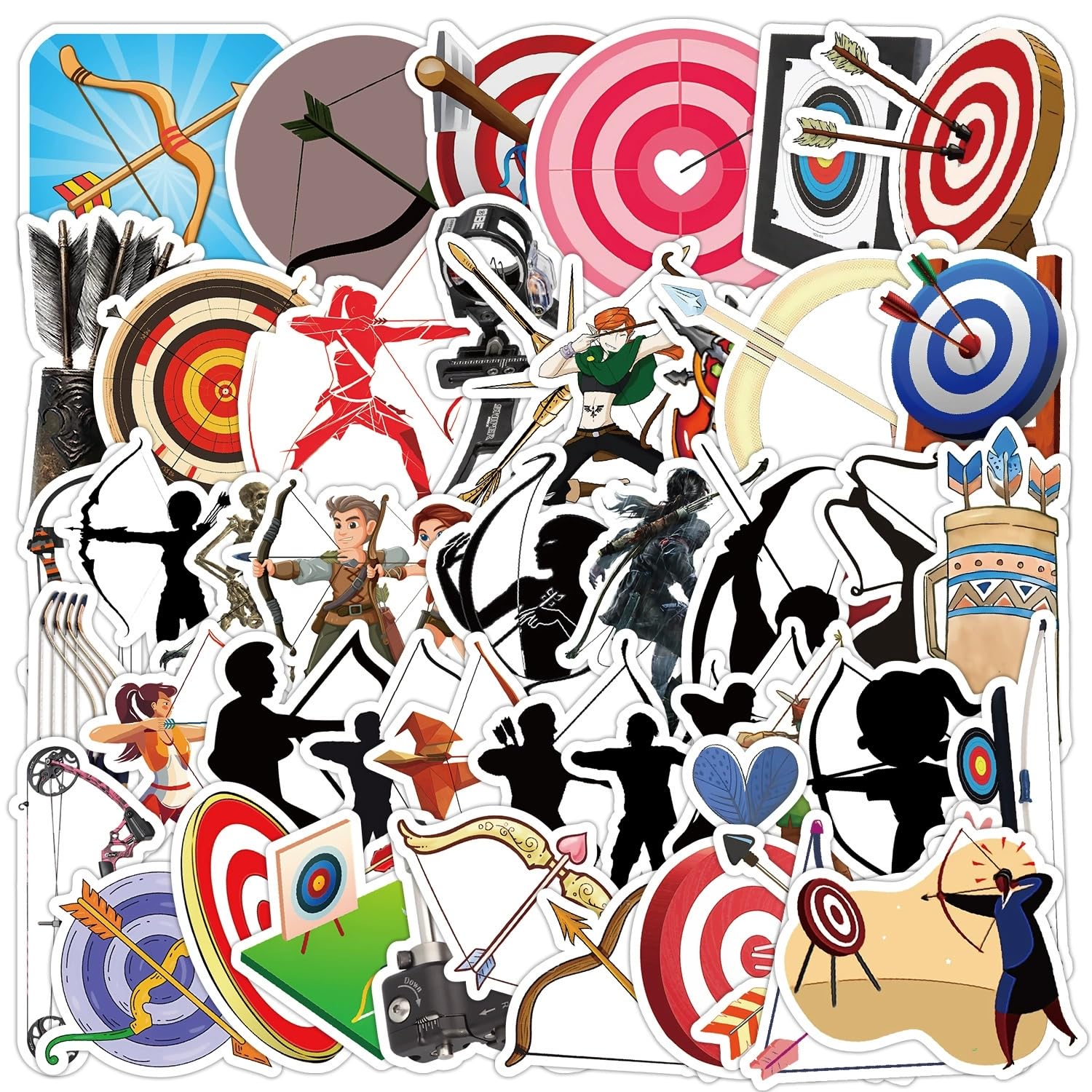 50 Pcs Shooting Sport Stickers Laptop Car Scrapbook Phone Skateboard Suitcase Luggage Bike Shooting Vinyl Waterproof Aesthetic Personalised Stickers for Teens Boys Girls Adults