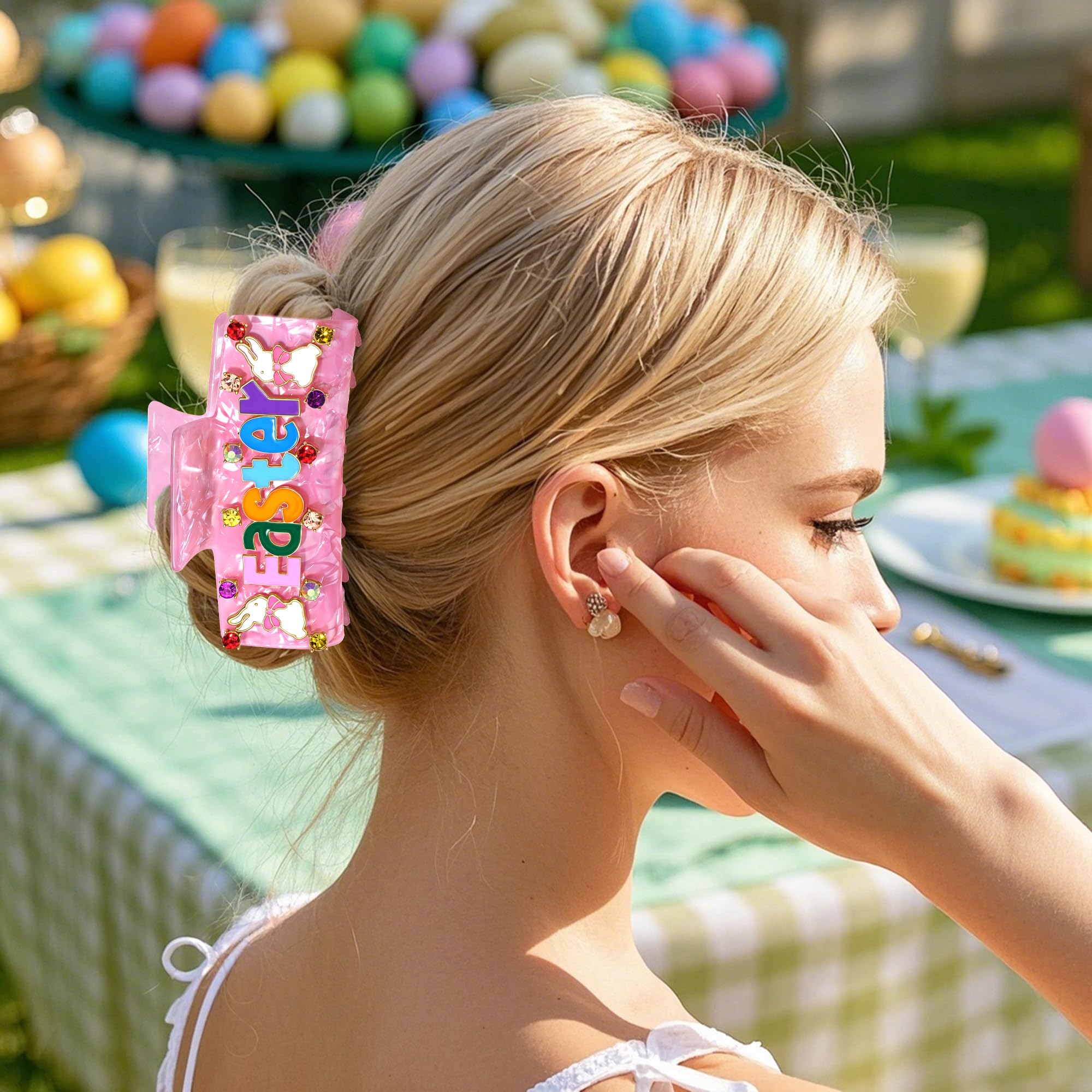 Bunny＆Chick Festival ヘアクリップピンク、アンブレラサックス Amazon.com: PHALIN Easter Hair Claw Clips for Women Bunny Hair