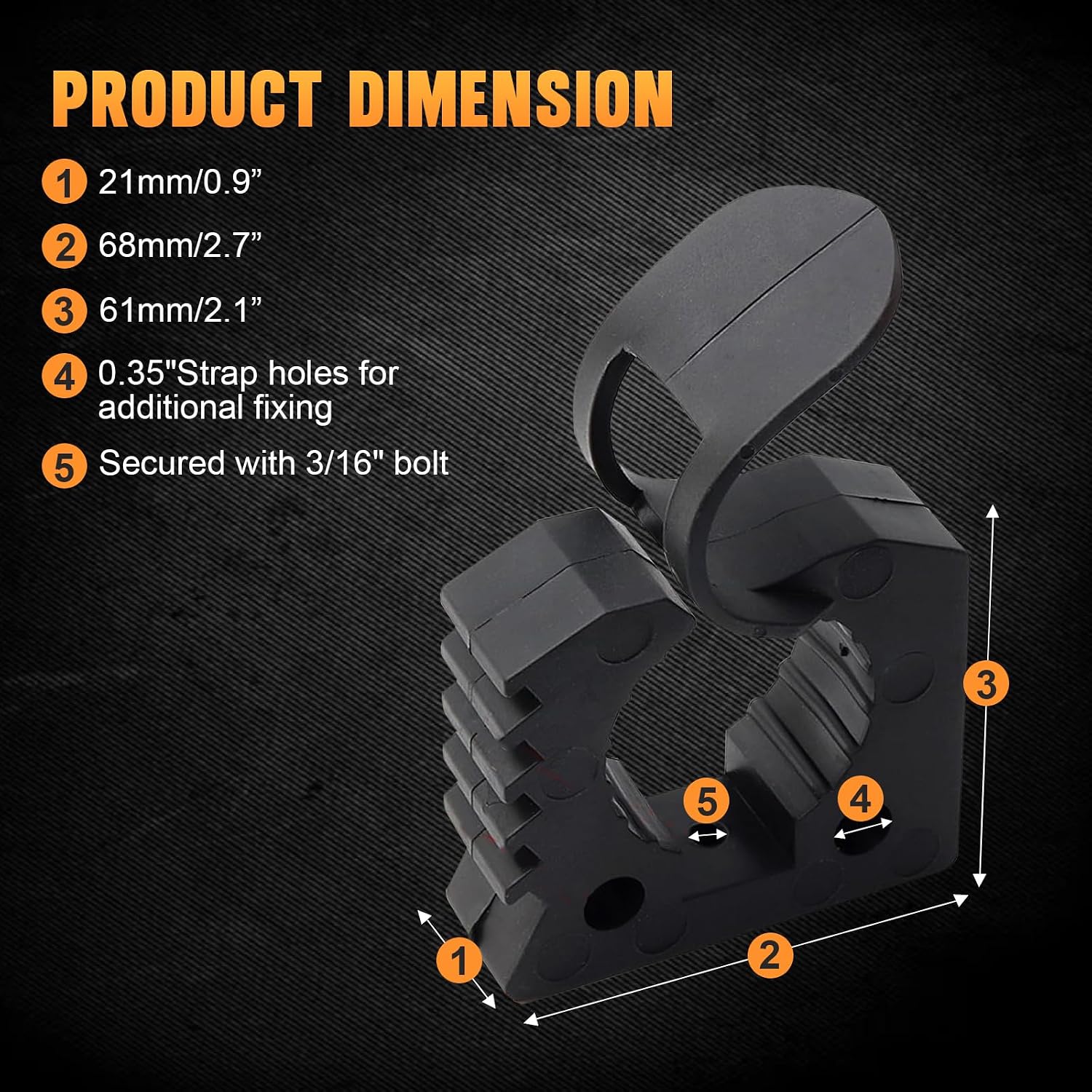 Shovel Holder for Truck For UTV ATV Offroad, Boat & Train 4X4 Parts Rubber Tool Mount/UTV Shovel Mount, Adjustable Mount Brackets for 1-1/7'' to 1-3/7'' Tool Handles - 4 Pack Black