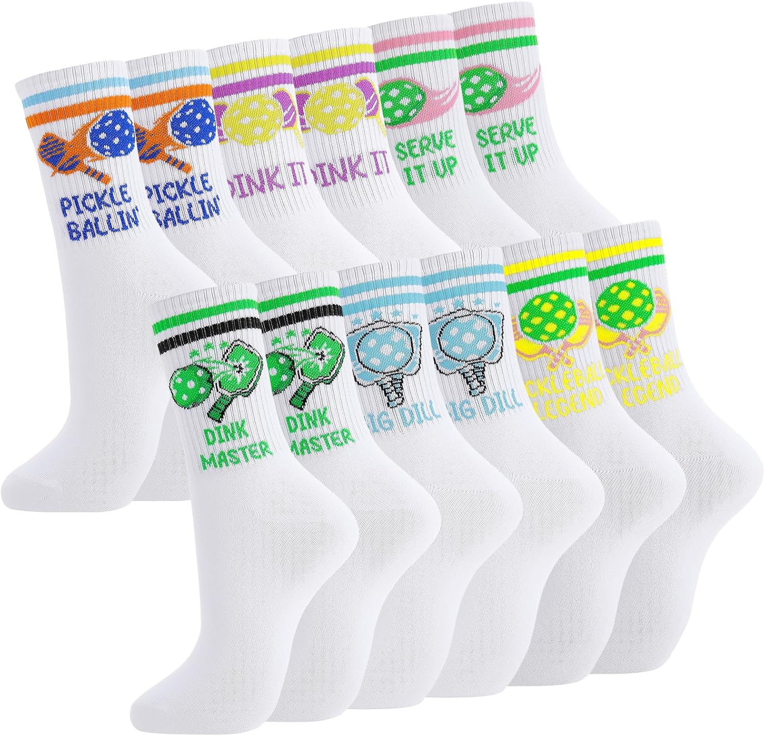 Pickleball Crew Socks - Performance Moisture-Wicking Breathable Sport Athletic Socks Gift for Pickleball Lovers