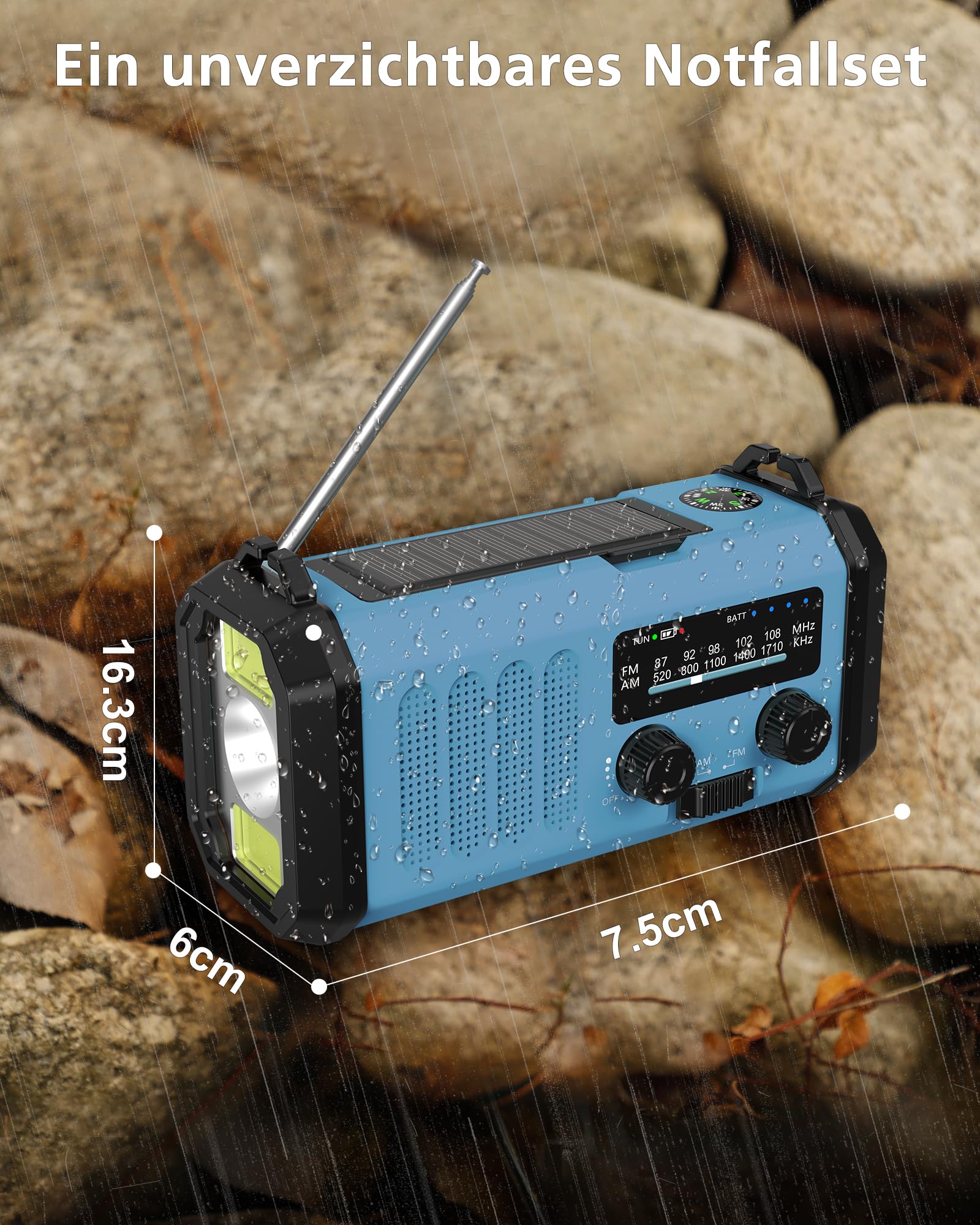 48100mWh Kurbelradio Notfall Radio, Solar Radio mit Weltempfänger, AM FM Radio Dynamo Notradio mit HandyLadegerät, Aufladbar Taschenlampe&Leseleucht, Kompass,SOS für Stromausfälle Ourdoor Camp Notfall