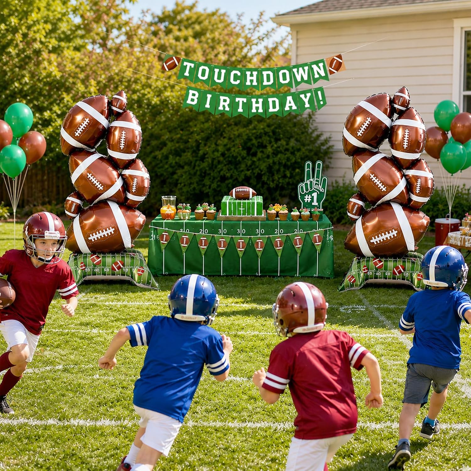 Football Party Decorations, 2 Pcs 3.5 FT Giant Foil Football Balloons