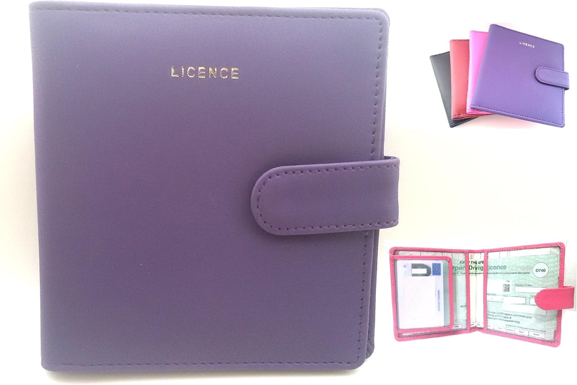 AKSHIDE Looped Leather Driving Licence Holder/Driving Licence Cover/Wallet/Protector (Black) H (Purple)