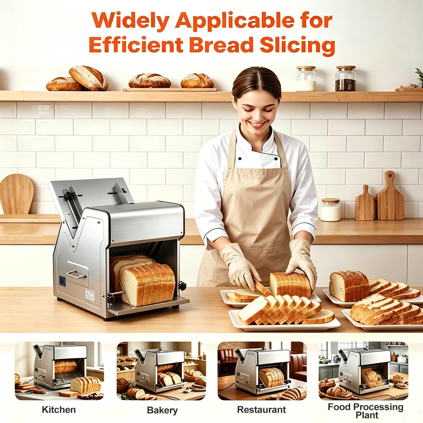 Affettatrice Professionale da 370W, in Acciaio Inox, con capacità di Taglio Fino a 12mm di Spessore, Lunghezza Regolabile, Facile da Pulire, Ideale per Toast, Pane, prosciutto, Funghi.