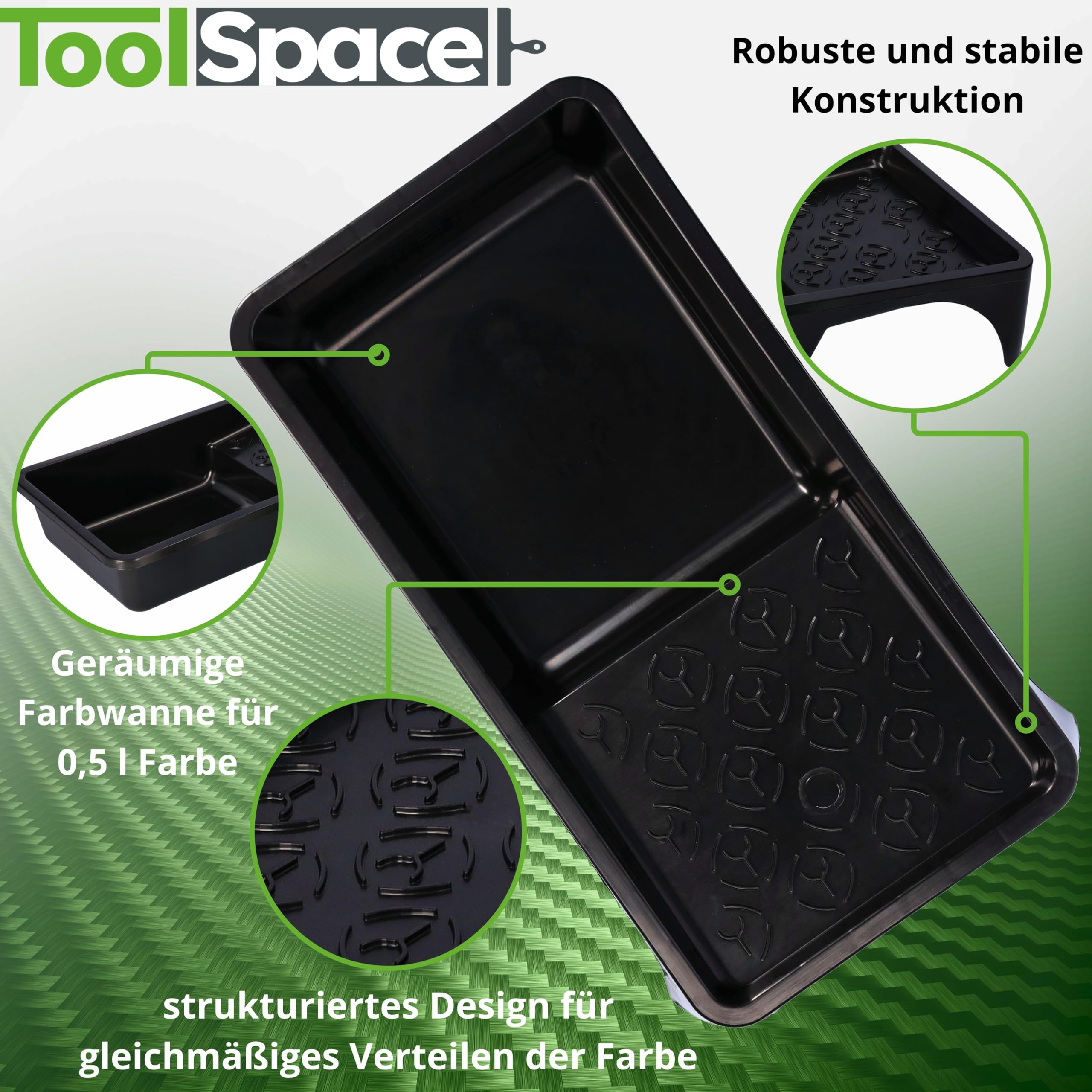 ToolSpace | ZESTAW MALARSKI | Wałek GĄBKOWY Moltopren 5cm, 7cm, 10cm rączka kuweta | Wałek malarski, do ścian, płaskich powierzchni, tacka na farbę