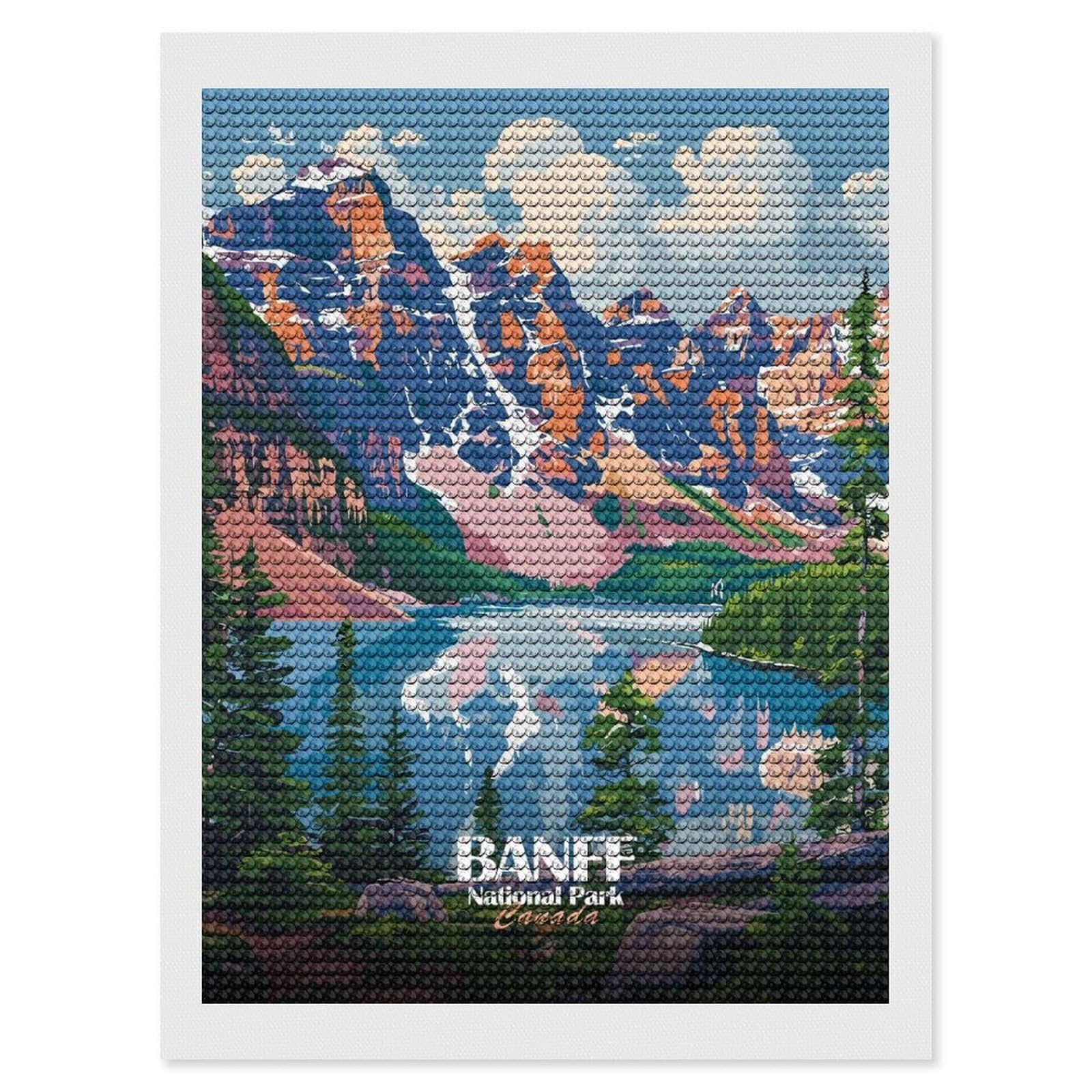 Junmoney Banff National Park Canada Landscape Art Full Drill Diamond Painting Kit 12"x16", Mindful Craft Activity, Bedroom Decor, for Adults, Gift Idea