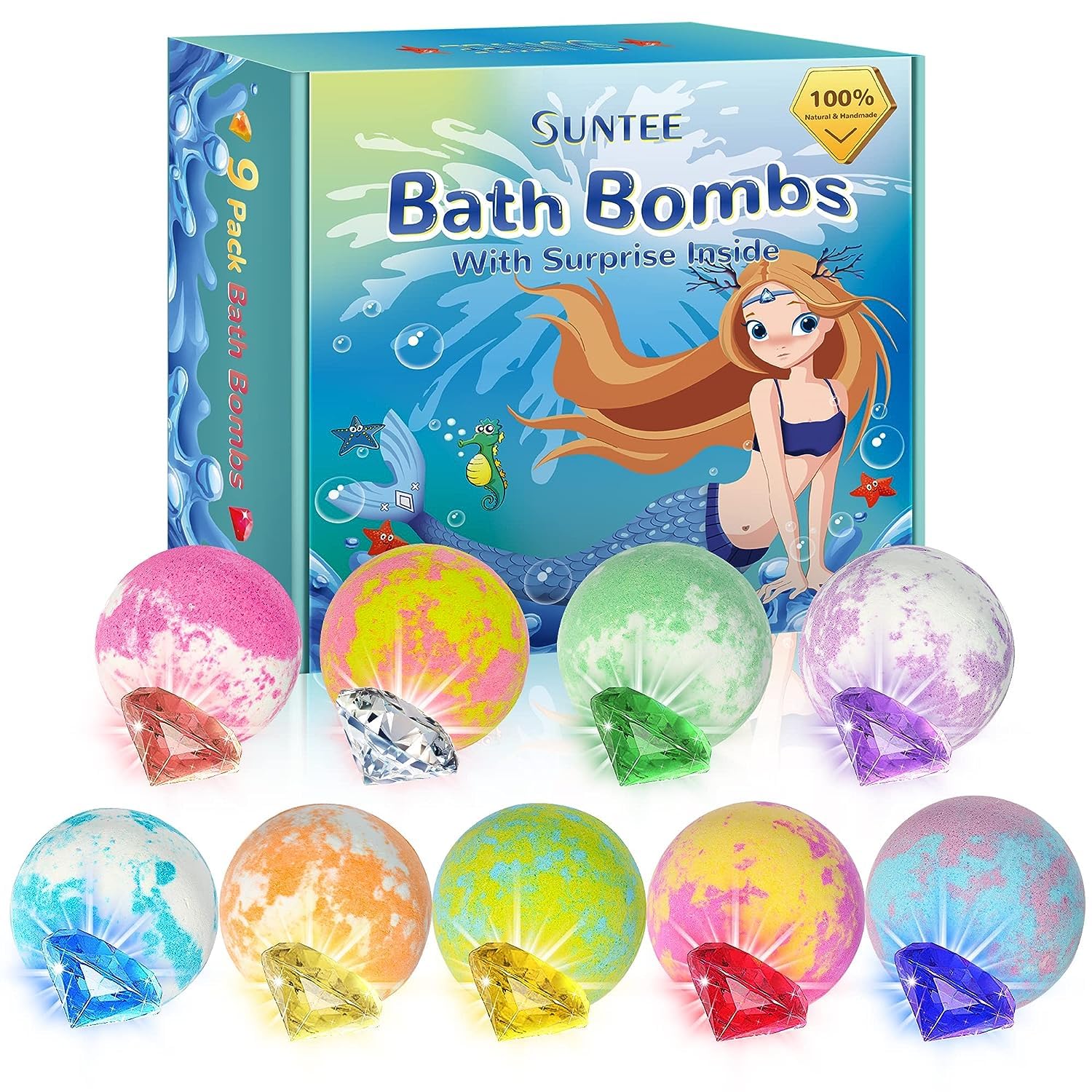 9 PCS Bath Bombs Gift Set with Surprise Inside & 7 PCS Get Well Soon Gifts Basket for Women
