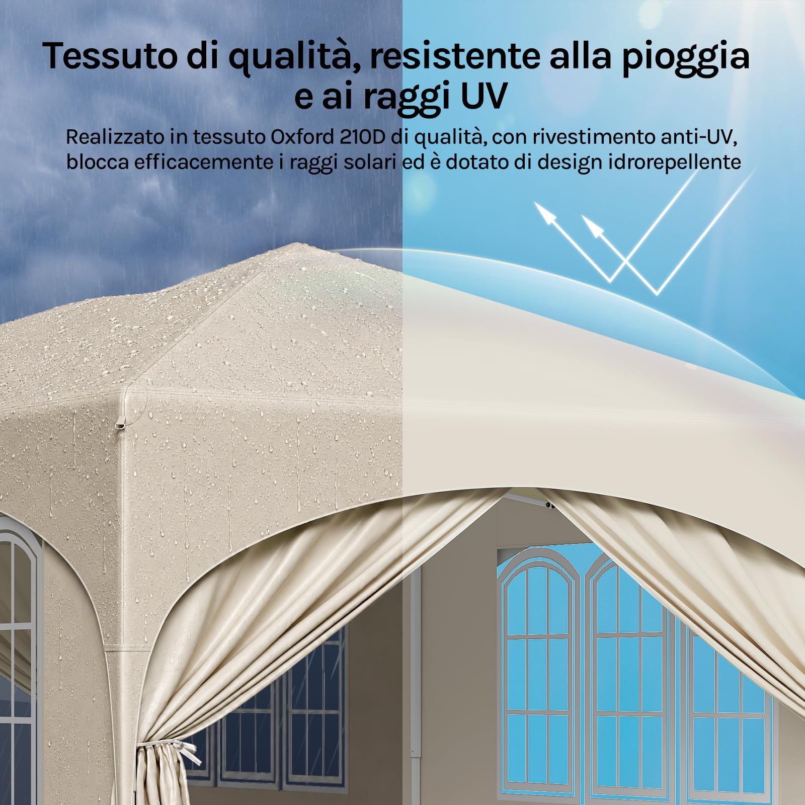 WOLTU Gazebo pieghevole Giardin 3x6m Pop Up da 3x6m con Pannelli Laterali Beige