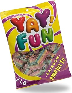 Halal Sour Rainbow Belt Bites | 2 Pound Bag | Halal Sour Mini Rainbow Belt Candy | Snack Size Bulk Gummy Candy for Sharing, Parties & Events, Candy Buffets, Halal Candy, Gummy in Bulk, Fun Snacks | Perfect for Party Favors, Goodie Bags, Dessert Toppings