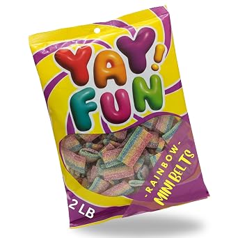 Halal Sour Rainbow Belt Bites | 2 Pound Bag | Halal Sour Mini Rainbow Belt Candy | Snack Size Bulk Gummy Candy for Sharing, Parties & Events, Candy Buffets, Halal Candy, Gummy in Bulk, Fun Snacks | Perfect for Party Favors, Goodie Bags, Dessert Toppings