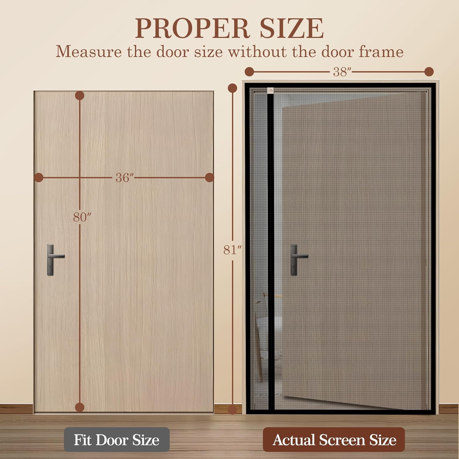 Yotache Left Right Side Opening Screen Doors with Magnets Fits Door Size 36 x 80, Reinforced Sewing Magnetic Mesh, Actual Screen Size 38" x 81" Black