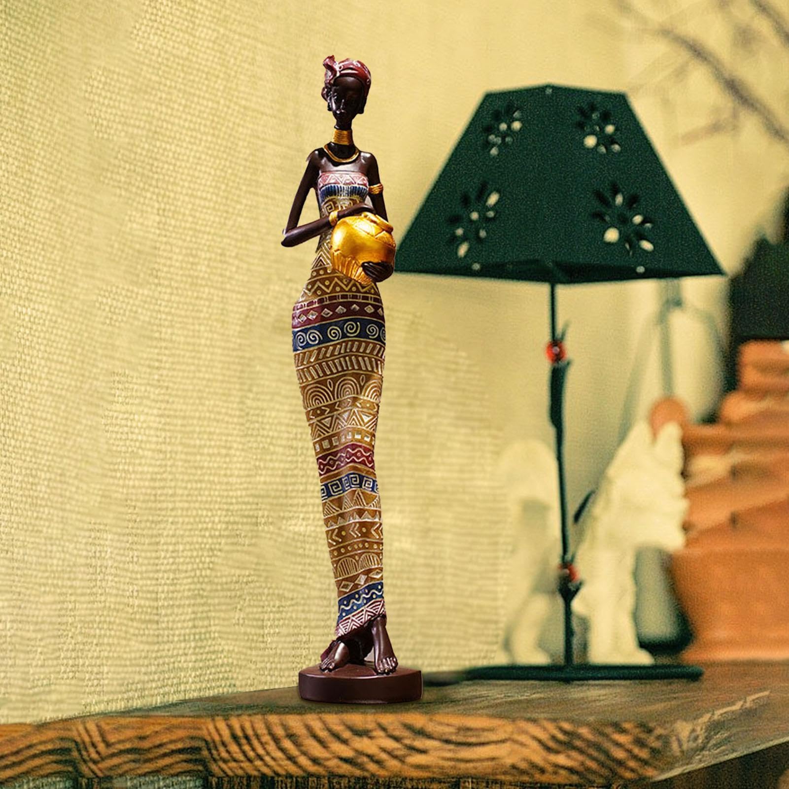 Figuras africanas - Estatua de las mujeres africanas de resina, decoración de las estatuas africanas | Figura mujer africana arte coleccionable, mesa de resina decoraciones para la li