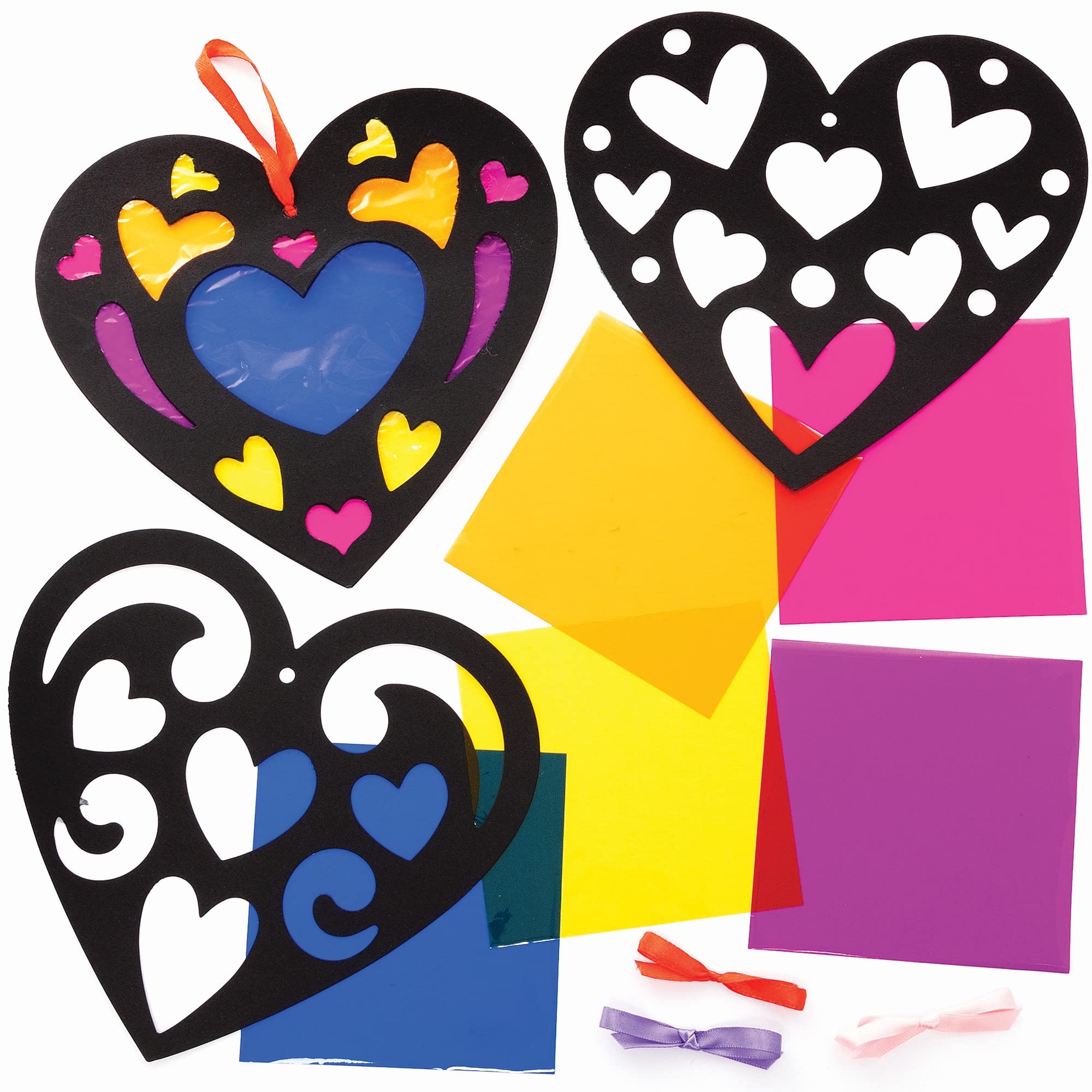 Baker Ross Herz Buntglas Dekoration Set - 6er Pack