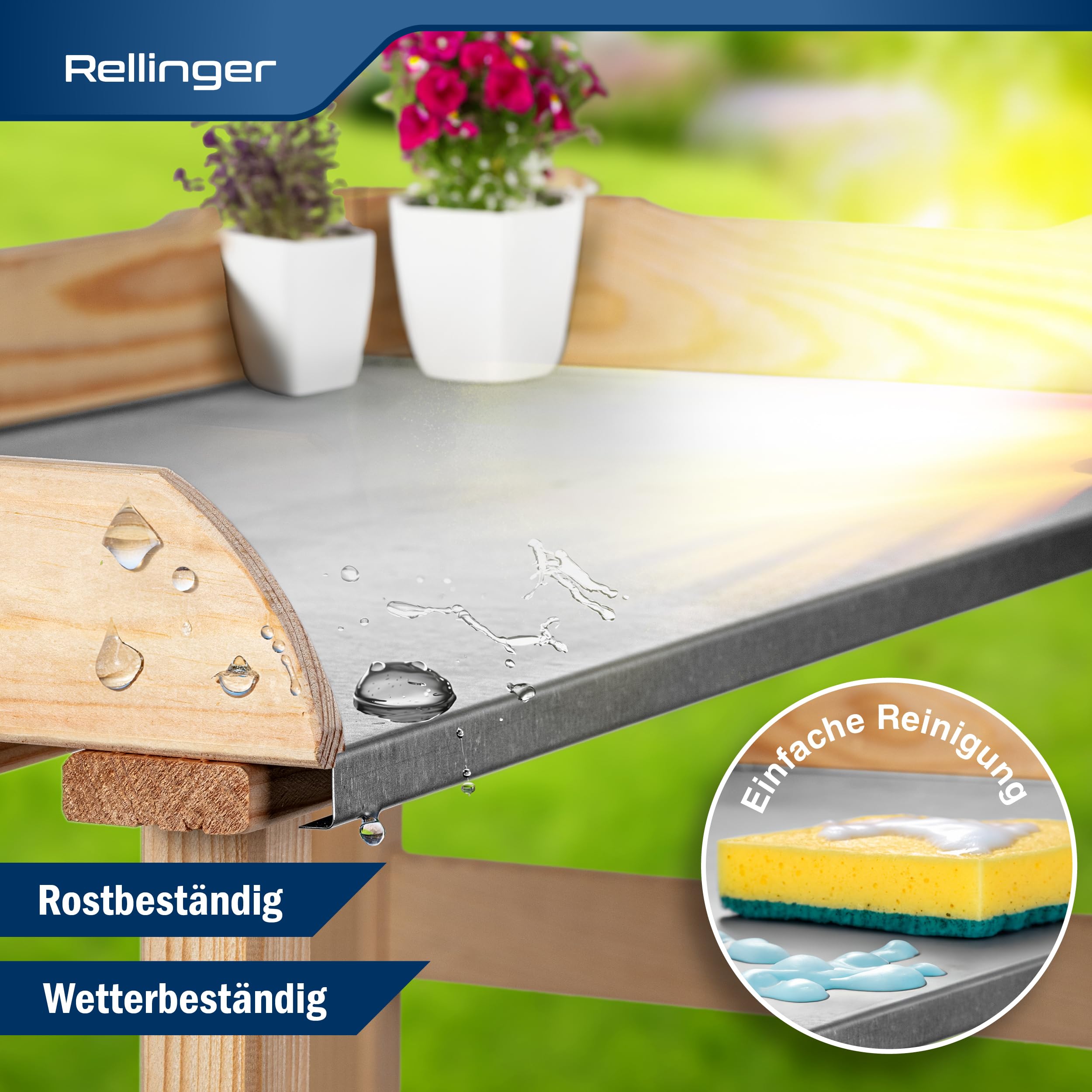 Mesa para Plantas de Exterior Resistente a la Intemperie - Duradera y Robusta Con Encimera Galvanizada - Mesa de Madera para Plantas