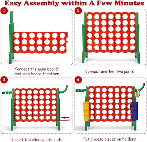 Miniatura 5 de AKUSTIK Juego de conexión gigante al aire libre, 4 en una fila, Jumbo 4 para marcar juego de conexión para niños y adultos, fiesta familiar, patio,
