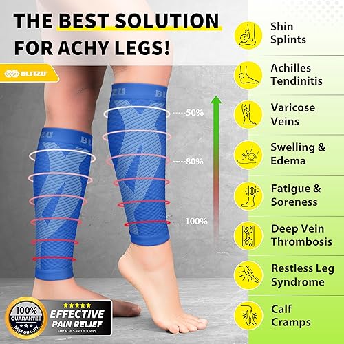 Miniatura 2 de BLITZU mangas de compresión para pantorrilla para mujeres y hombres para corredores calcetines de compresión