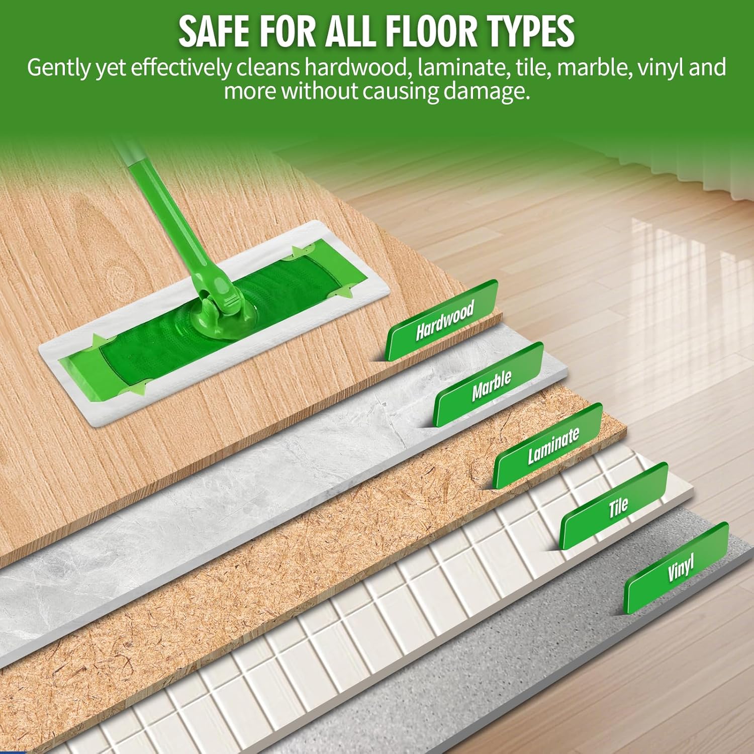 36 Count Heavy Duty Wet Pad Refills, Compatible with Swiffer Sweeper Mop & Clorox Mop, Disposable Unscented Wet Mopping Cloths for Multi-Surface Floor Cleaning