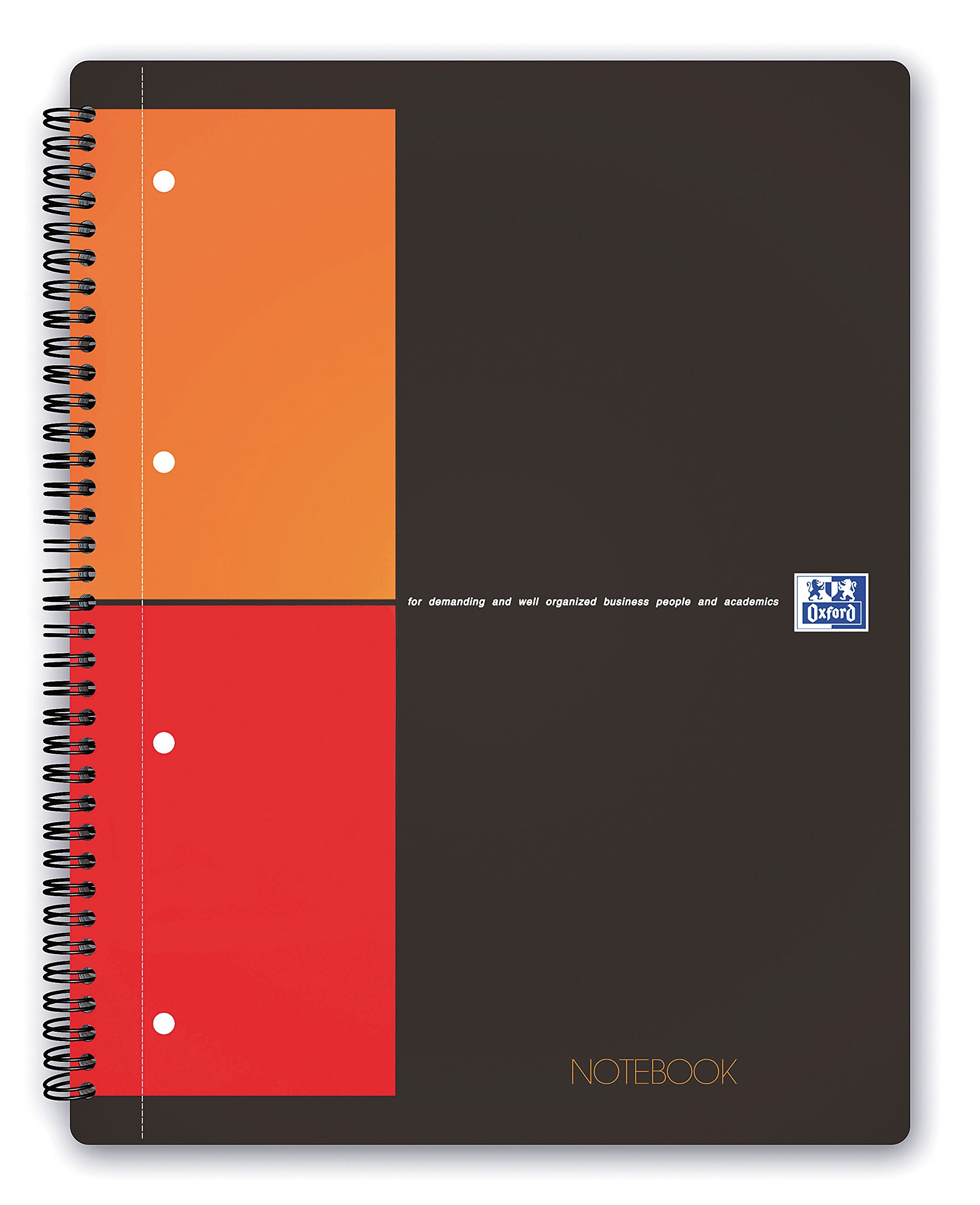Oxford 100103664 Notebook International A4 + checkered 80 sheets sturdy cardboard cover gray Spiral Notebook Collegeblock - clever organization for managers and executives