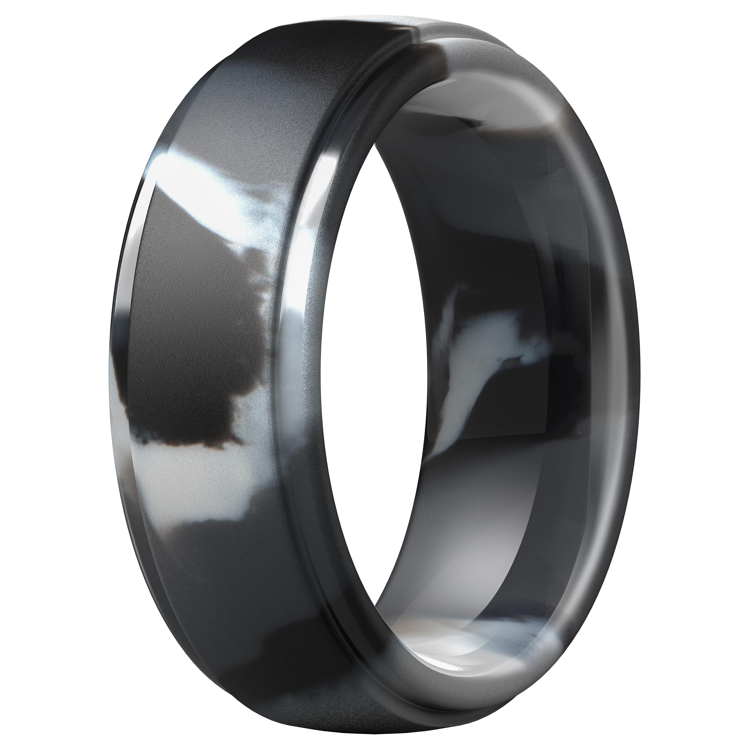 ThunderFit Silicone Ring for Men - Rubber Wedding Band - 1 Ring (Grey Camo, 10.5-11 (20.6mm))