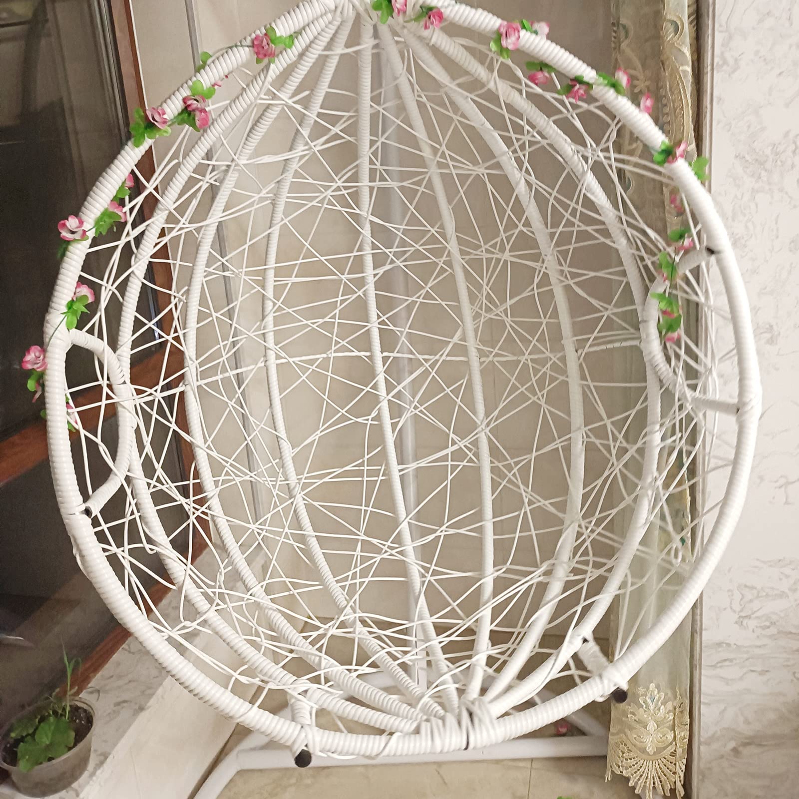 Materiale per Tessitura in Rattan Sintetico, Materiale per Riparazione in Rattan, 500Ghollow Plastica Rotonda in Rattan Riparazione Cestino Sospeso Sedia Sospesa in Rattan/White/4.5Mm