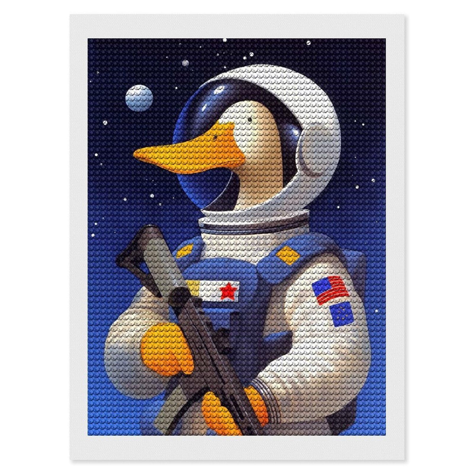 Junmoney Quack Attack Diamond Painting Canvas Kit 12"x16", Round Gems, Living Room Decor, Seasonal Gift Choice, Modern Decor