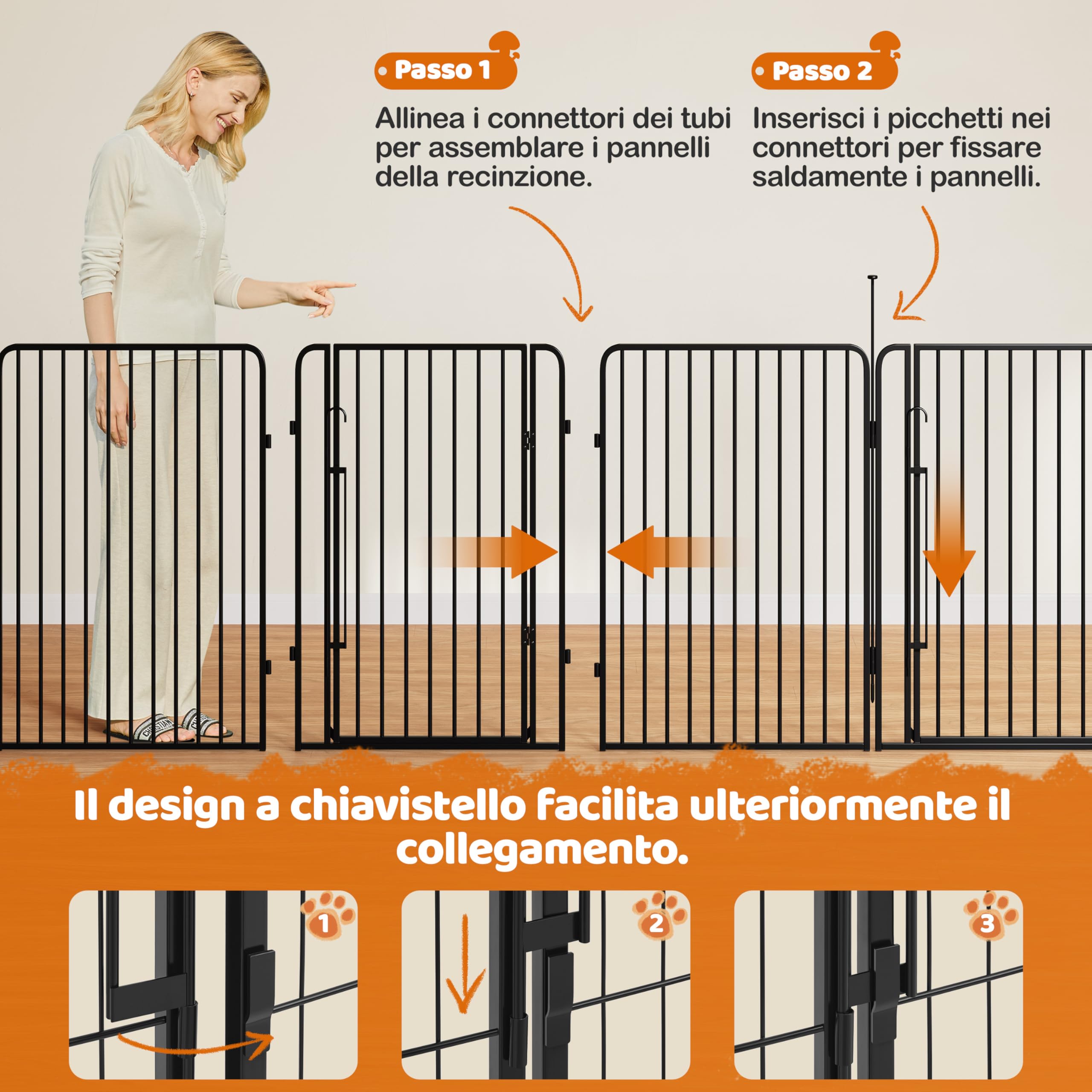 Yaheetech Recinto per Cani Gatti con Porta 18 Pannelli Altezza 100 cm Nero | Recinzione in Rete Metallica, Cuccioli Gatti Conigli Animali Domestici, Interno Esterno Giardino Casa, Salvaspazio