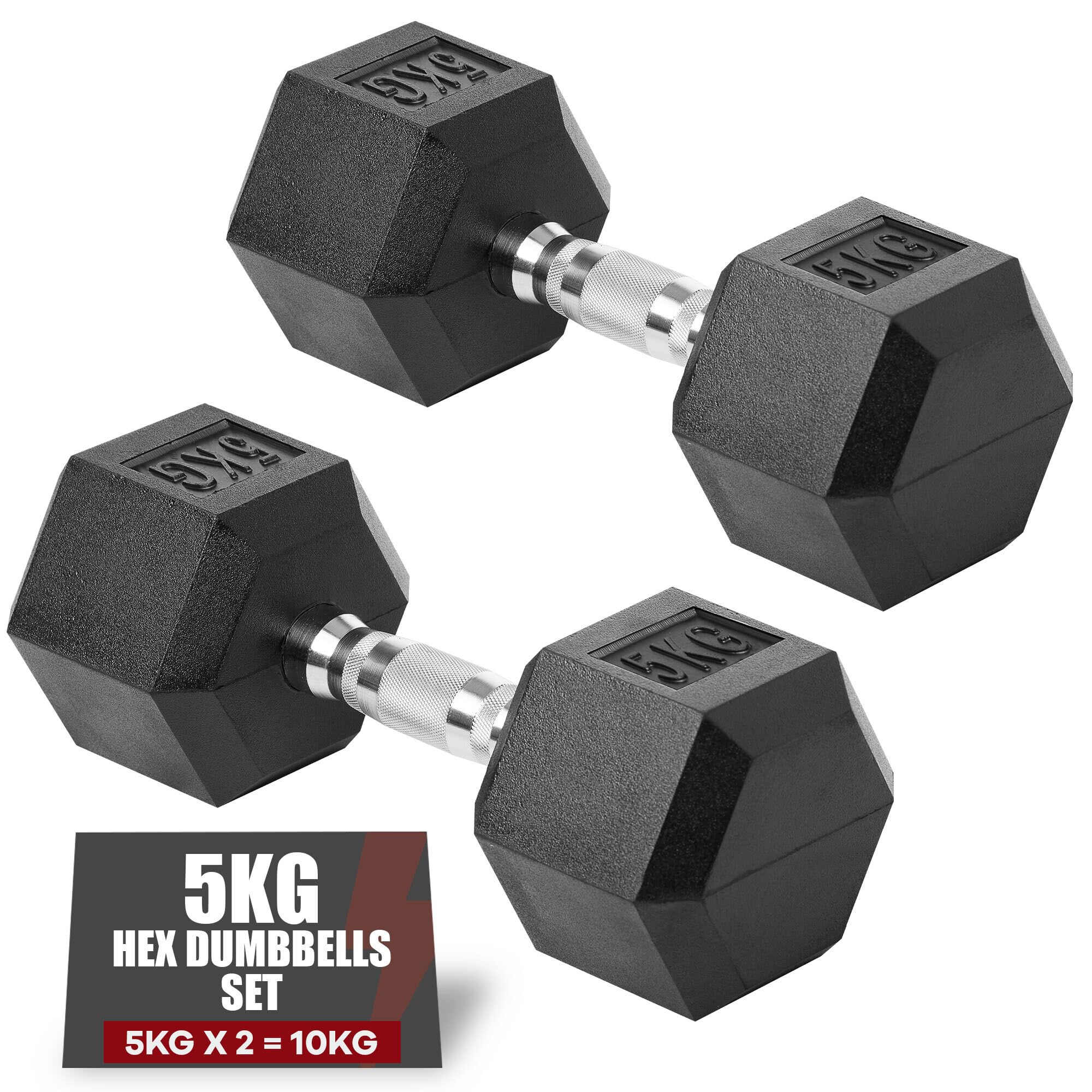 Gallant Weights Dumbbells Set - Hex Dumbbells Pair Rubber Encased Cast Iron, Knurled Grip, Anti-Roll Hand Dumbells - 2.5–20KG Free Weights Dumbbell Sets for Men Home Gym & Strength Training Equipment