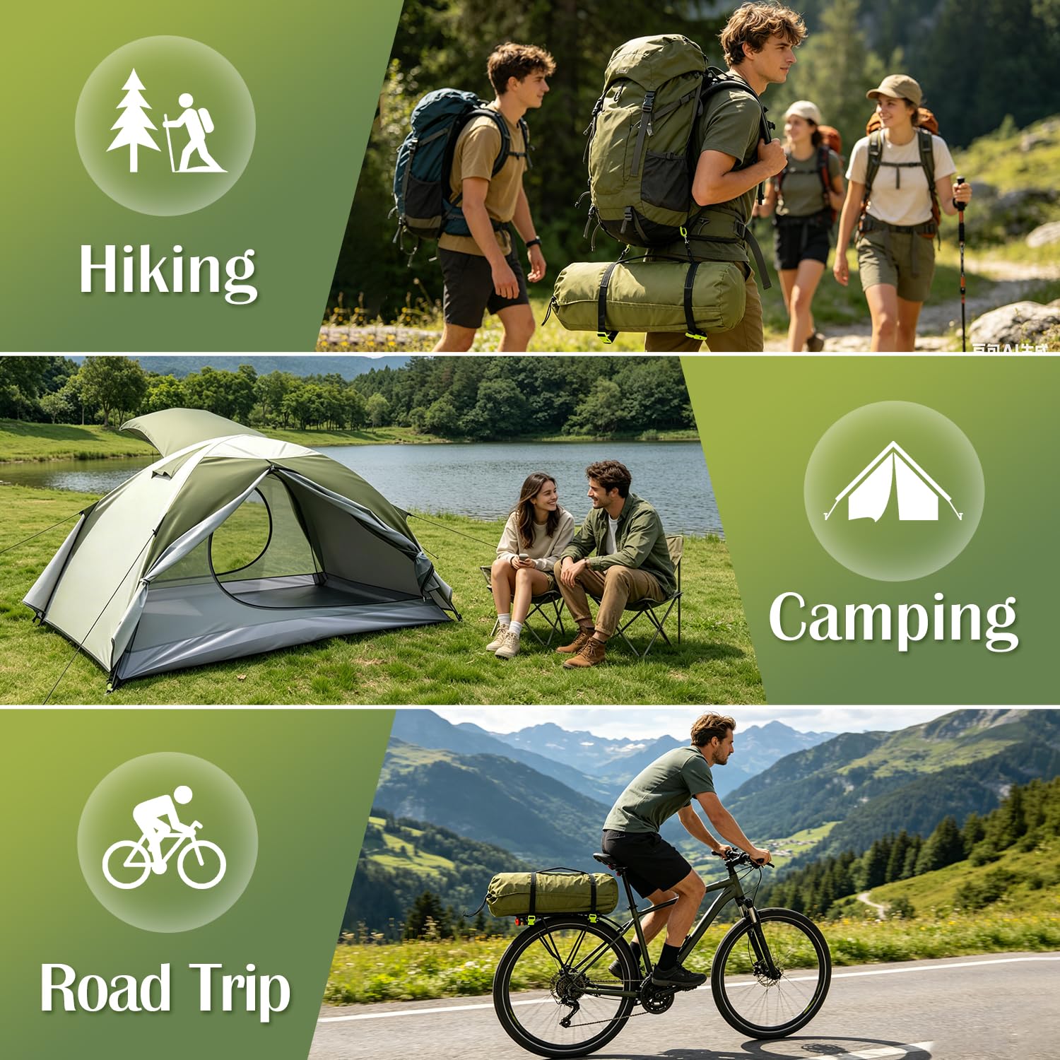 Tienda de Campaña 1-2 Personas, Doble Capa Acampar Tienda con Ventilación, Ultraligera, Impermeable (3000 mm), Fácil de Instalar, 3-4 Estaciones, Ideal para Camping, Senderismo, Trekking
