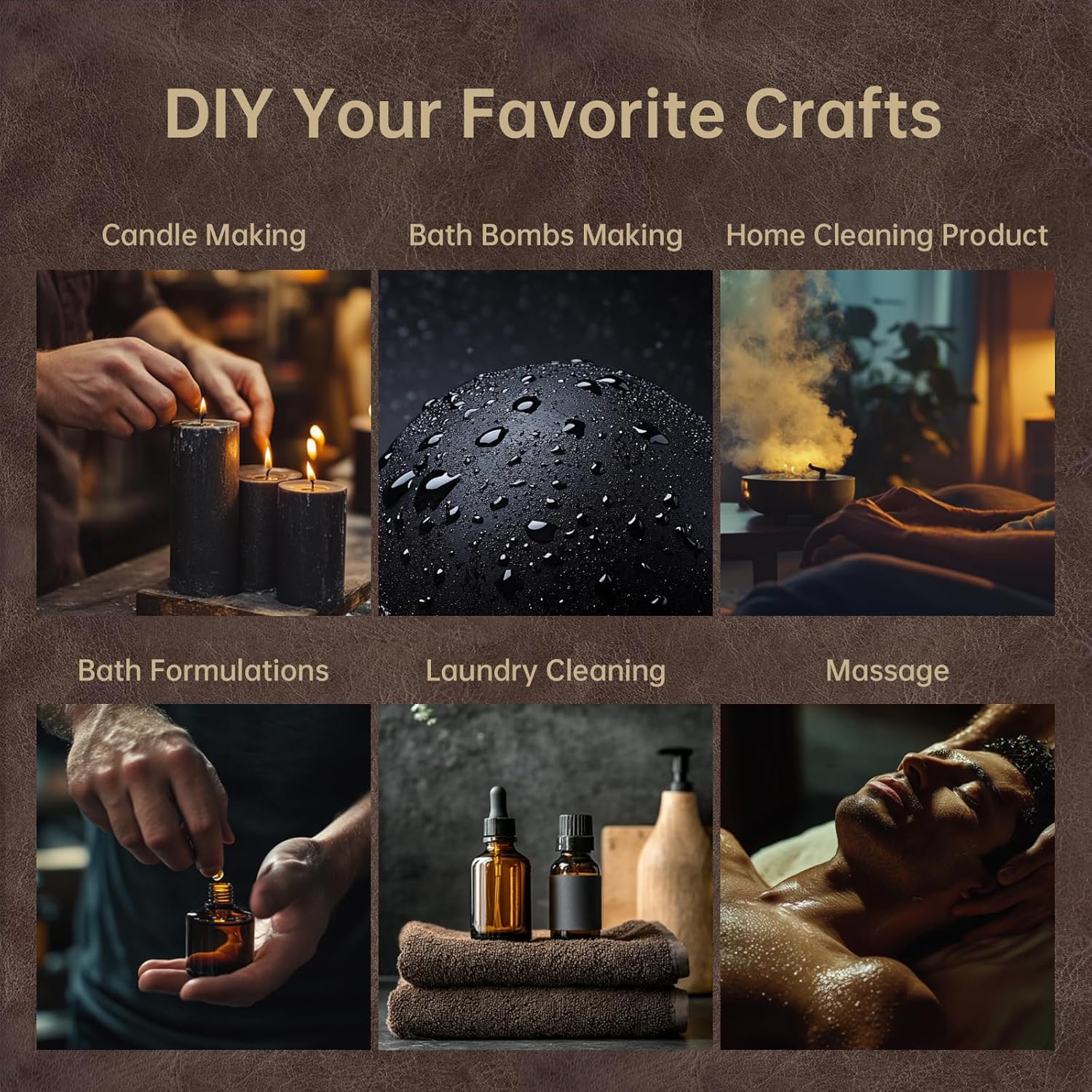 Men Essential Oils Set for Diffuser, Valentine's Day Gift for Men - 6x10ml Masculine Fragrance Oils for Candle Making, Scented Oil Gift Set, Mahogany, Sandalwood, Cologne, Smoke Vanilla, Oak, Leather - Image 4