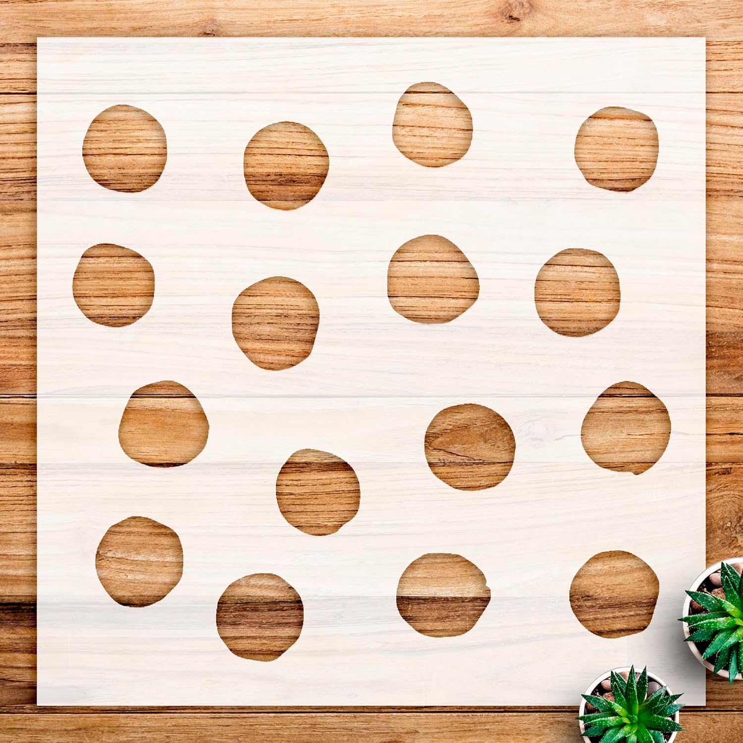 Polka dot Stencil Pattern for Walls and Crafts, Reusable Mylar Template, Ideal for Home Decor and Mixed Media Projects - Size A2 (16.5" x 16.5")
