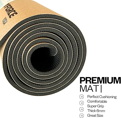 Miniatura 6 de Esterilla de yoga de corcho de alta calidad, amortiguación perfecta de 0.236 pulgadas, antideslizante, resistente al sudor, ecológica, con líneas de