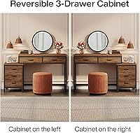 Vista 6 de Tribesigns Vanity Desk with 5 Drawers, Makeup Vanity Table Dressing Table with Side 3-Drawer Chest, Make Up Vanities for Women, Girls