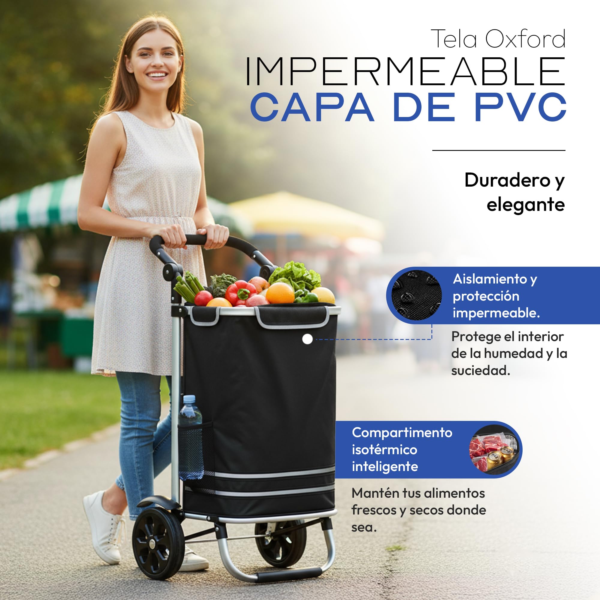 Dimono® Carro de la Compra Plegable 3 en 1, 56 l con Bolsa Nevera