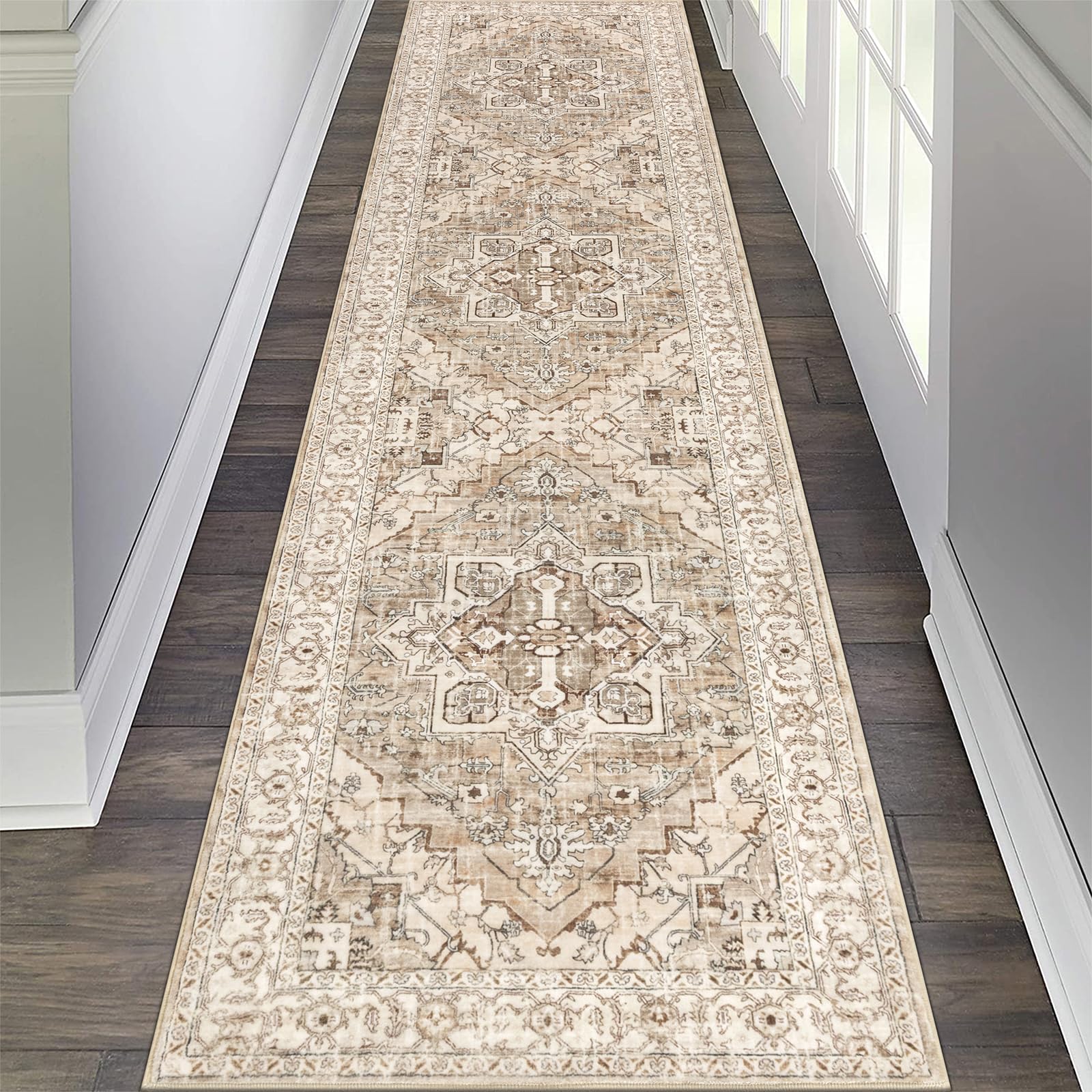 Pauwer Hallway Runner Rug 2x8 Washable Rugs Runner Non Slip Carpet Runner Boho Farmhouse Vintage Throw Area Rugs Floor for Kitchen Entryway Laundry