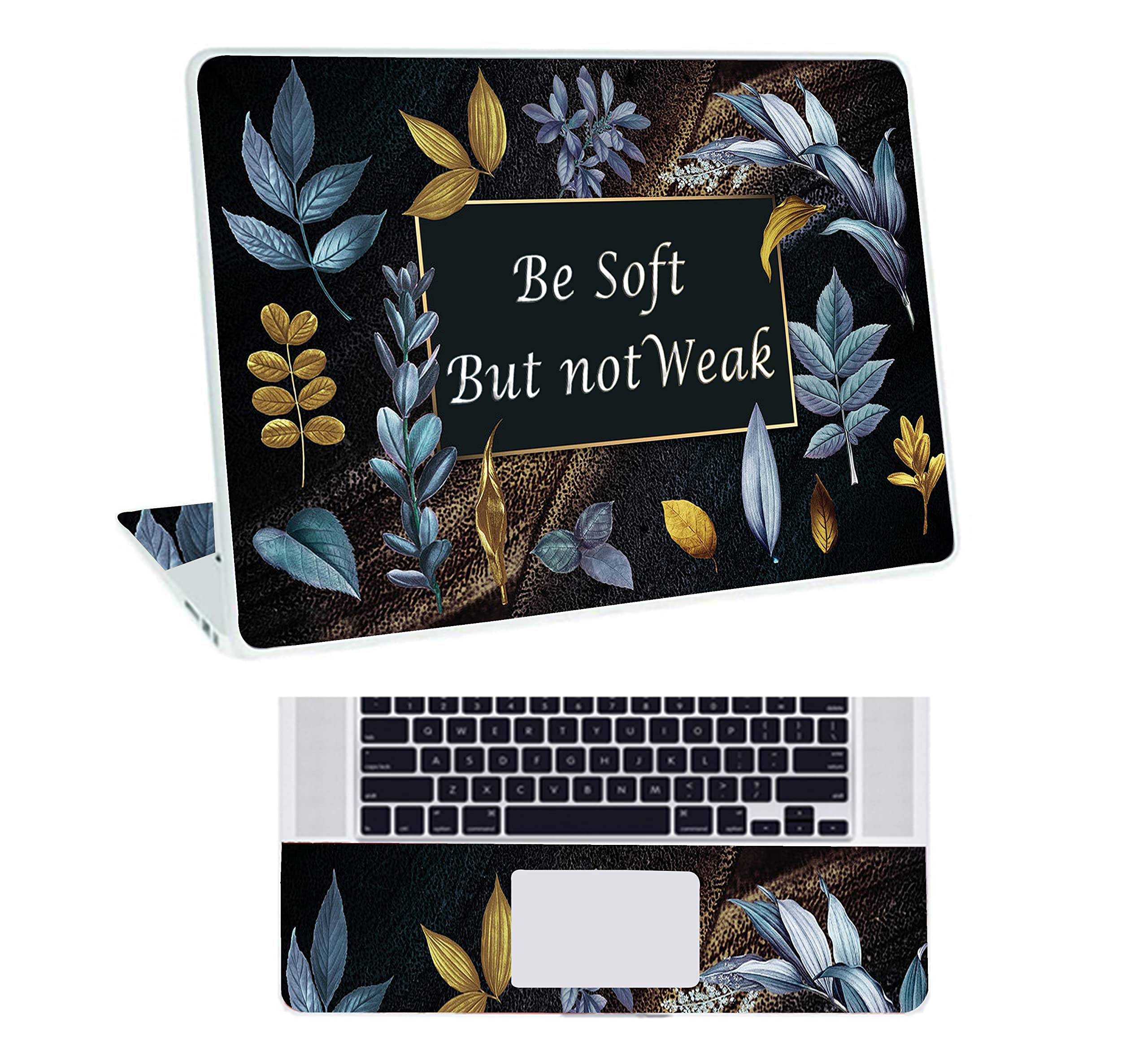 Inkykart Floral D25 Top+Wrist Pad Vinyl Laptop Skin/Sticker/Cover for 14 Inches Laptops Laminated-Removable-HD Quality Compatible for Hp-Dell-Sony-Lenovo-Asus etc.(13.8x9.6 Inches)